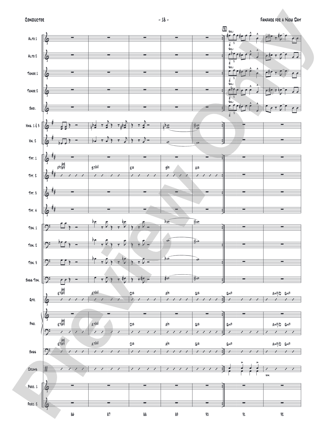 Fanfare for a New Day: Jazz Ensemble Conductor Score & Parts