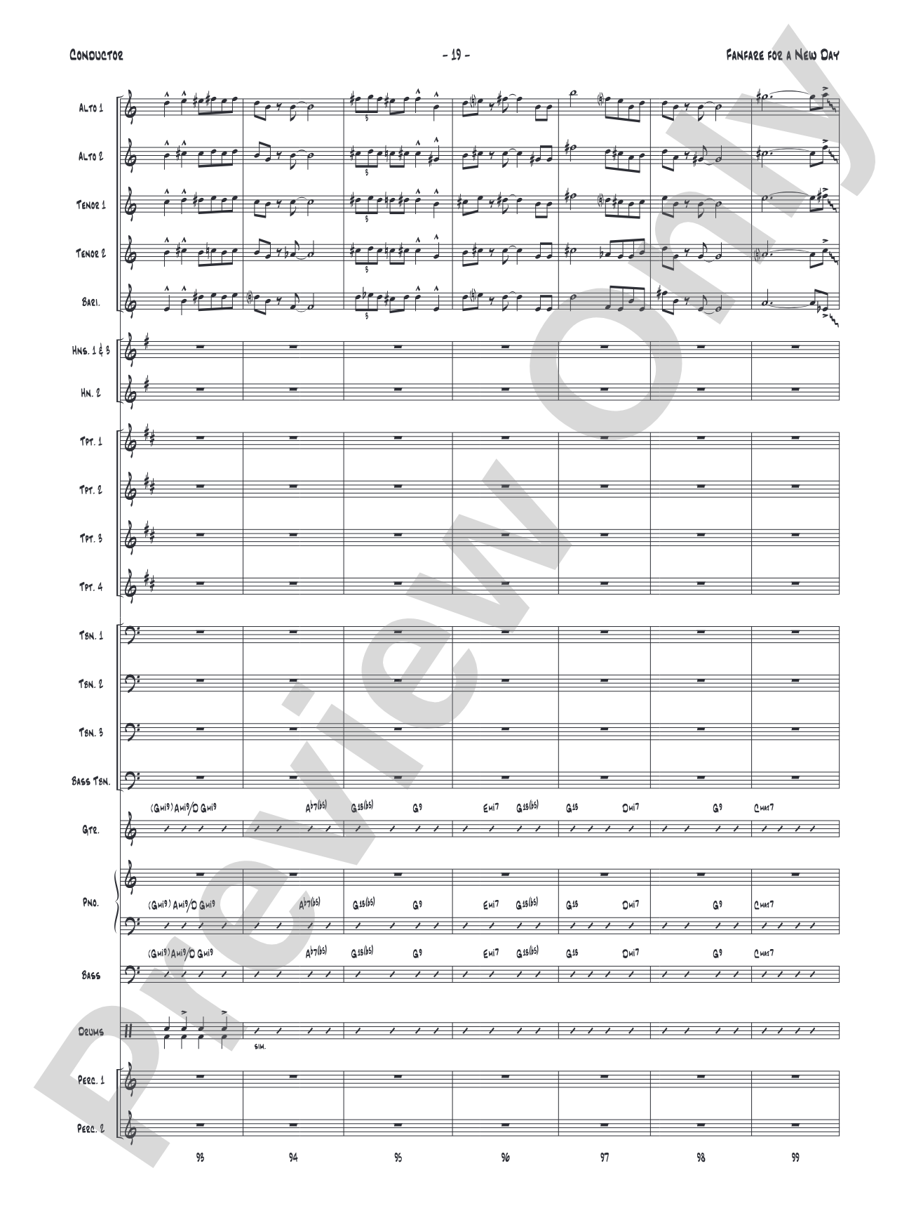 Fanfare for a New Day: Jazz Ensemble Conductor Score & Parts