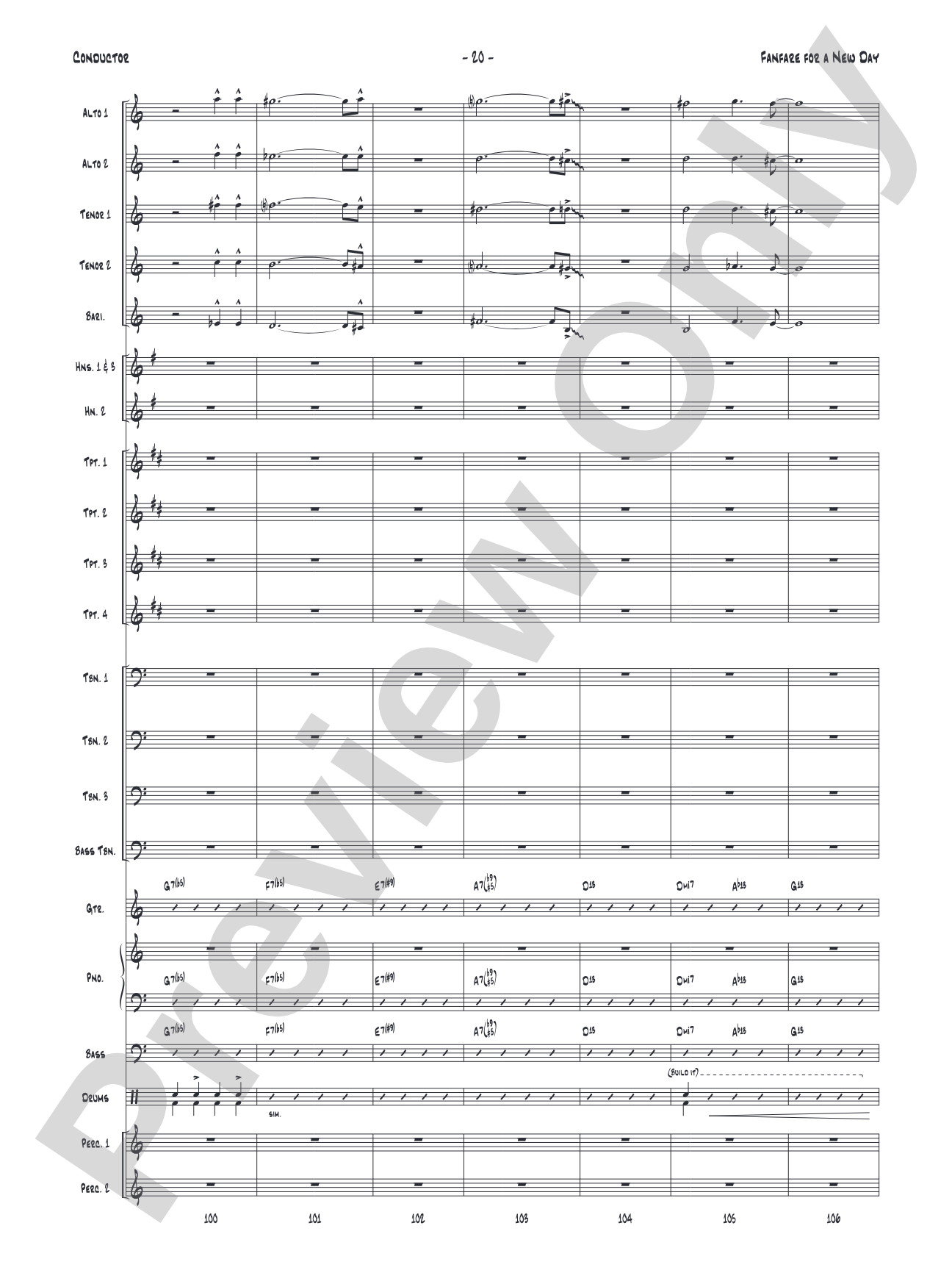 Fanfare for a New Day: Jazz Ensemble Conductor Score & Parts