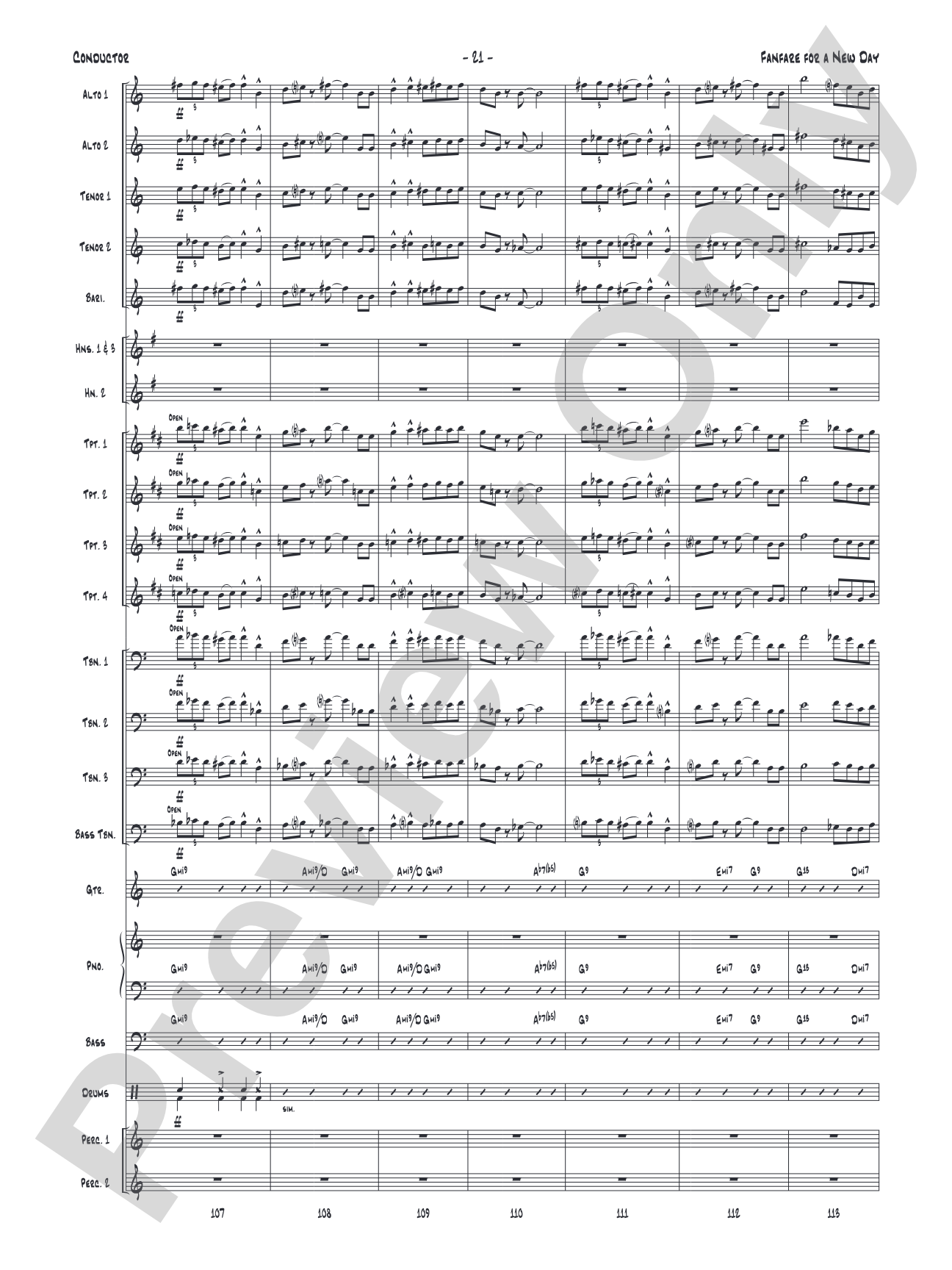 Fanfare for a New Day: Jazz Ensemble Conductor Score & Parts