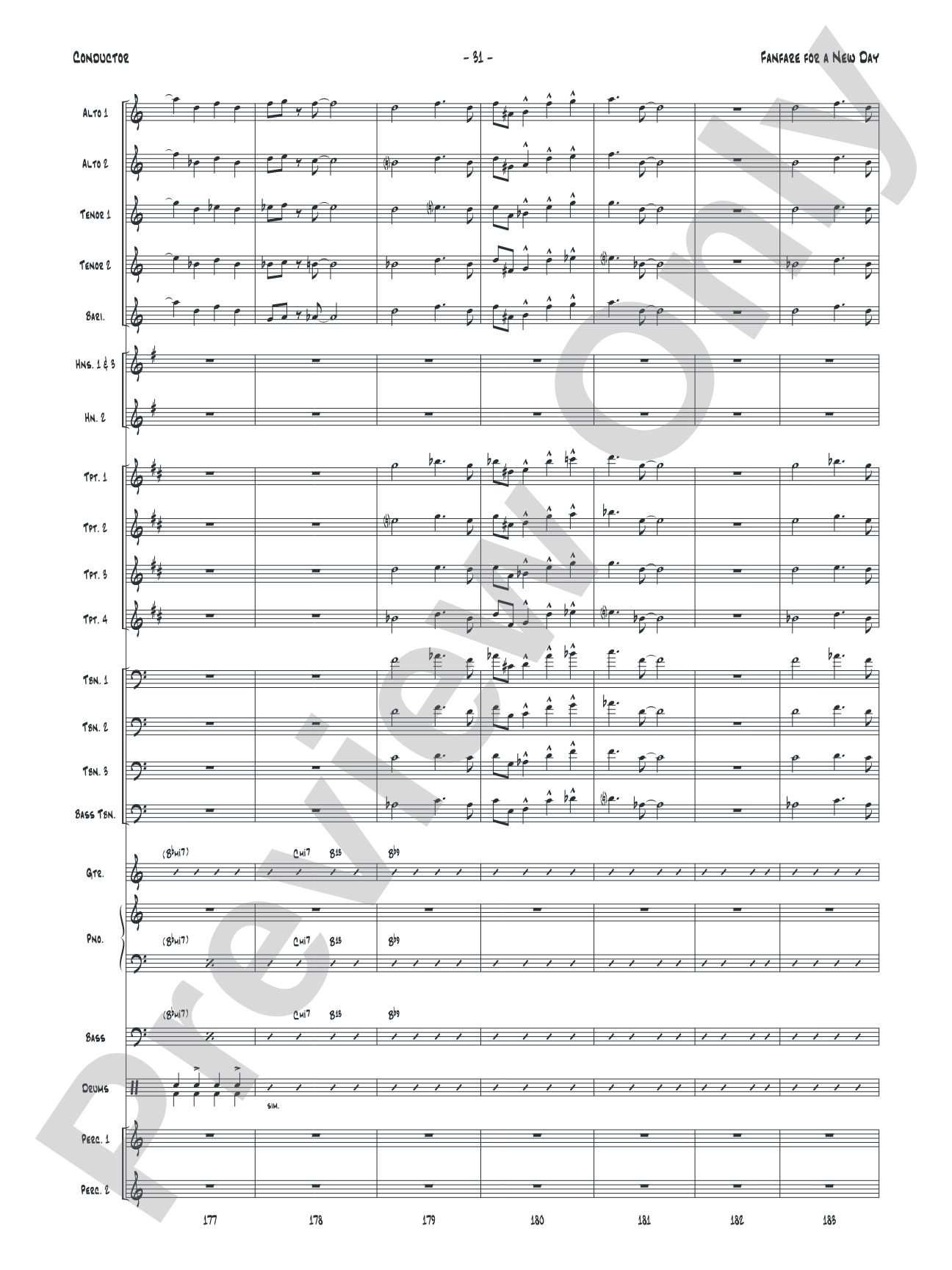 Fanfare for a New Day: Jazz Ensemble Conductor Score & Parts
