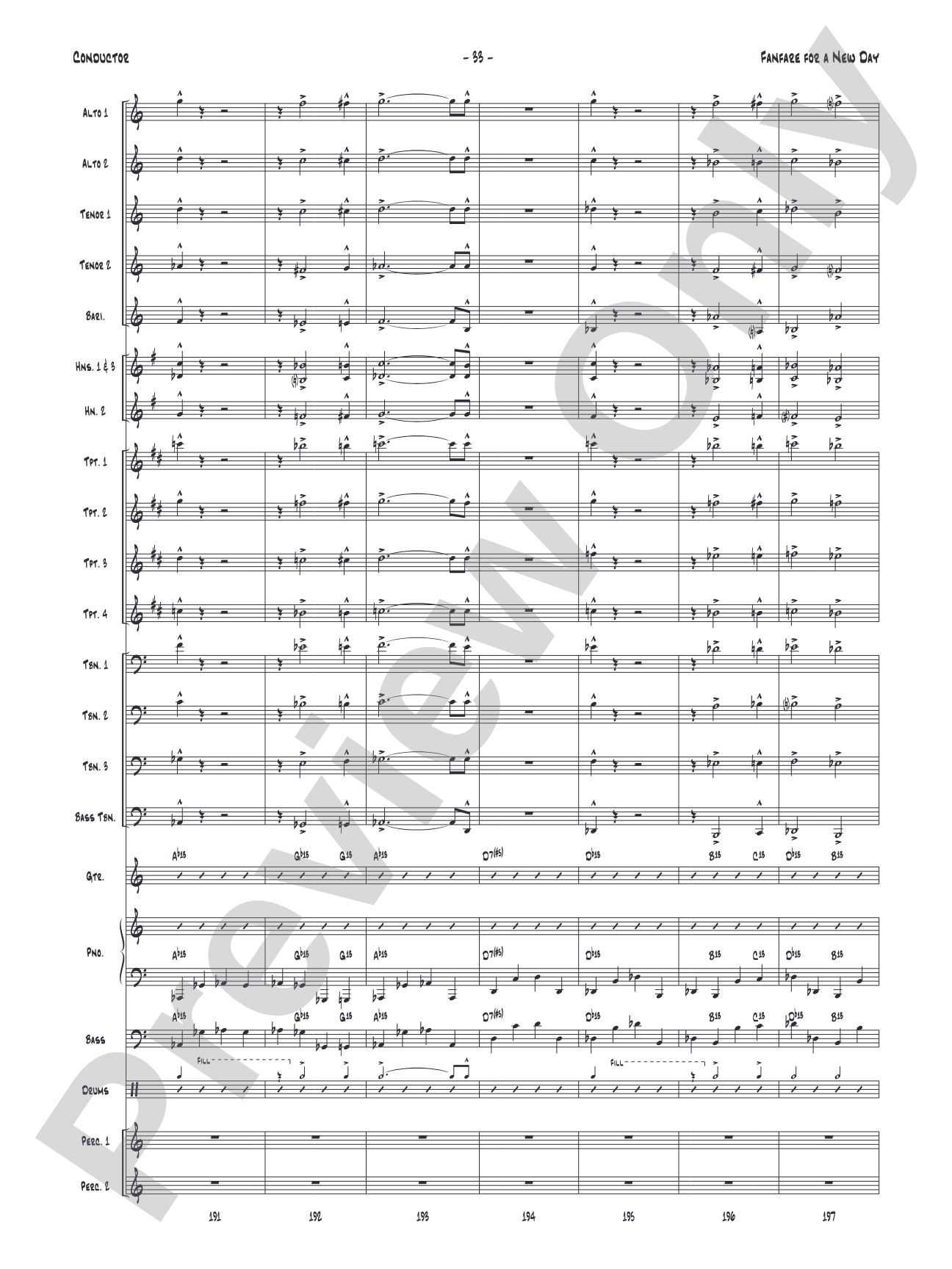 Fanfare for a New Day: Jazz Ensemble Conductor Score & Parts