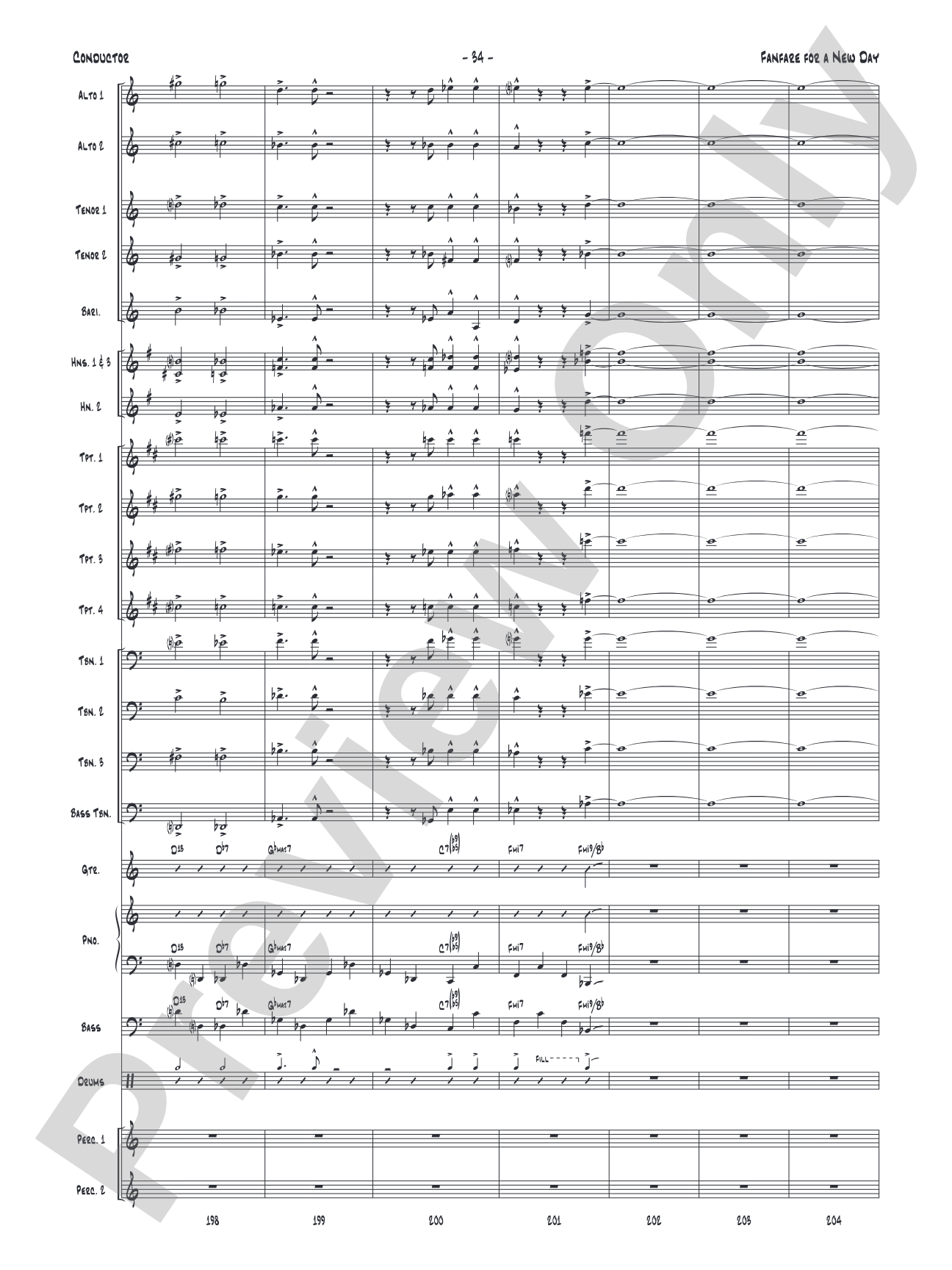 Fanfare for a New Day: Jazz Ensemble Conductor Score & Parts
