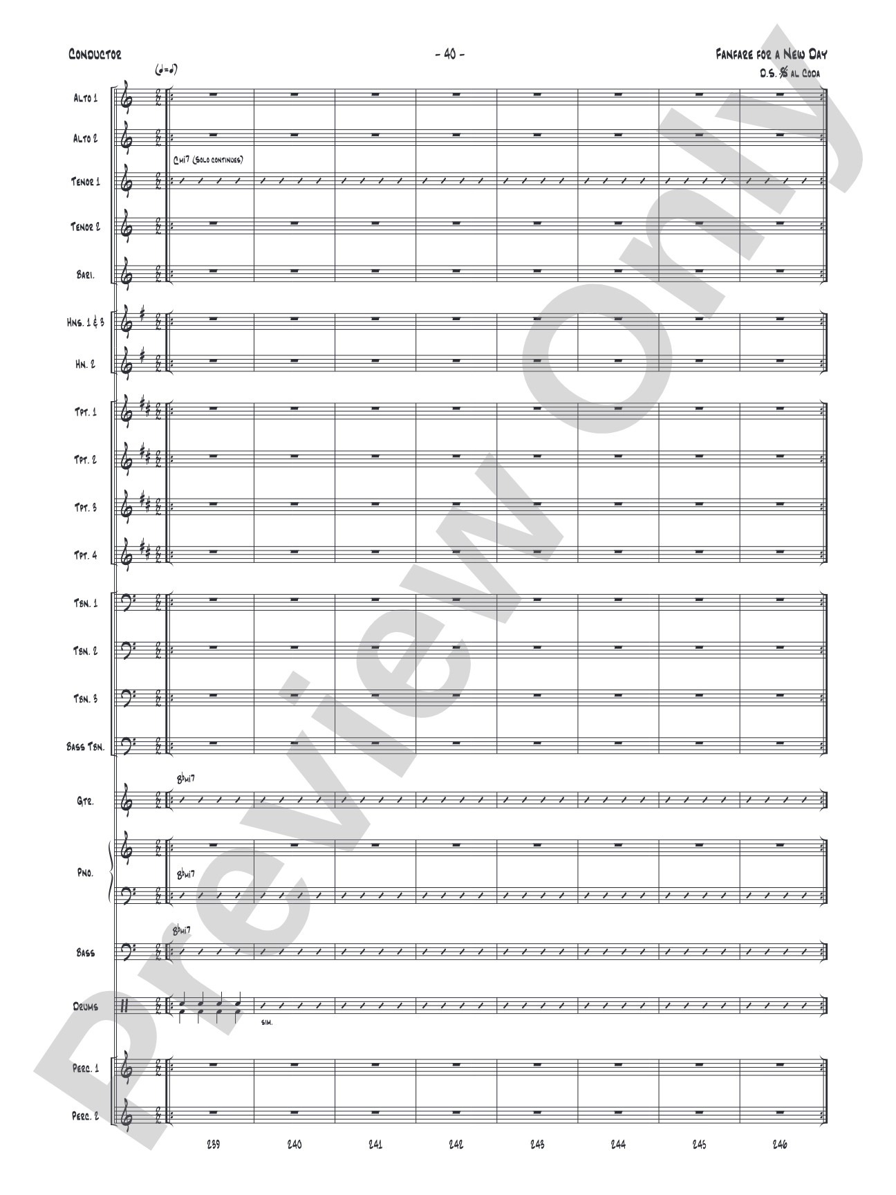 Fanfare for a New Day: Jazz Ensemble Conductor Score & Parts