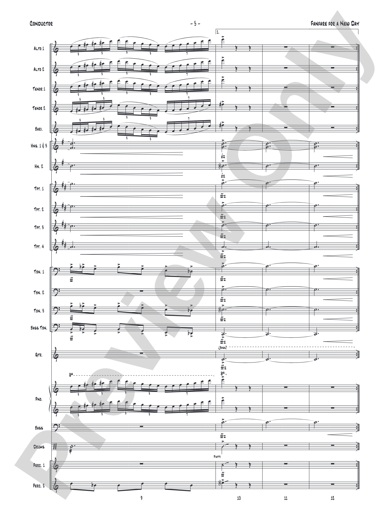 Fanfare for a New Day: Jazz Ensemble Conductor Score & Parts