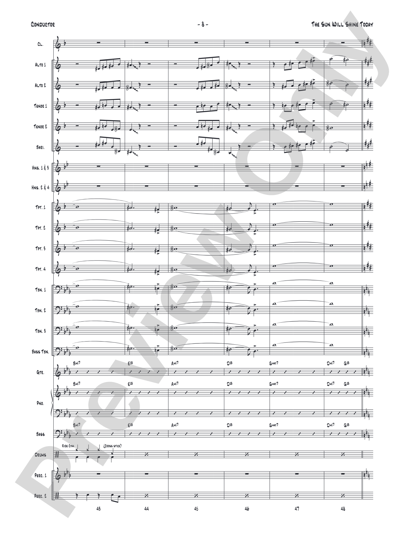 The Sun Will Shine Today: Jazz Ensemble Conductor Score & Parts