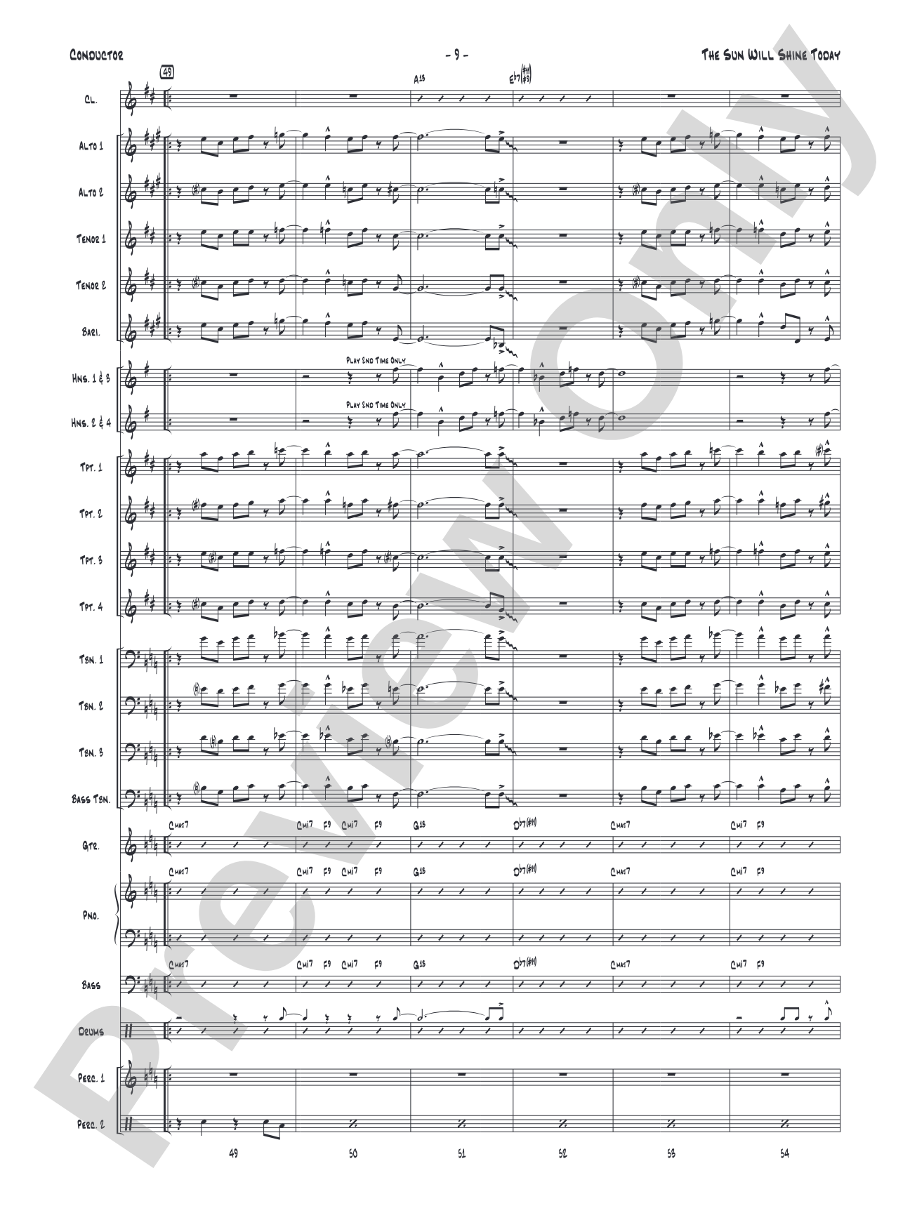 The Sun Will Shine Today: Jazz Ensemble Conductor Score & Parts
