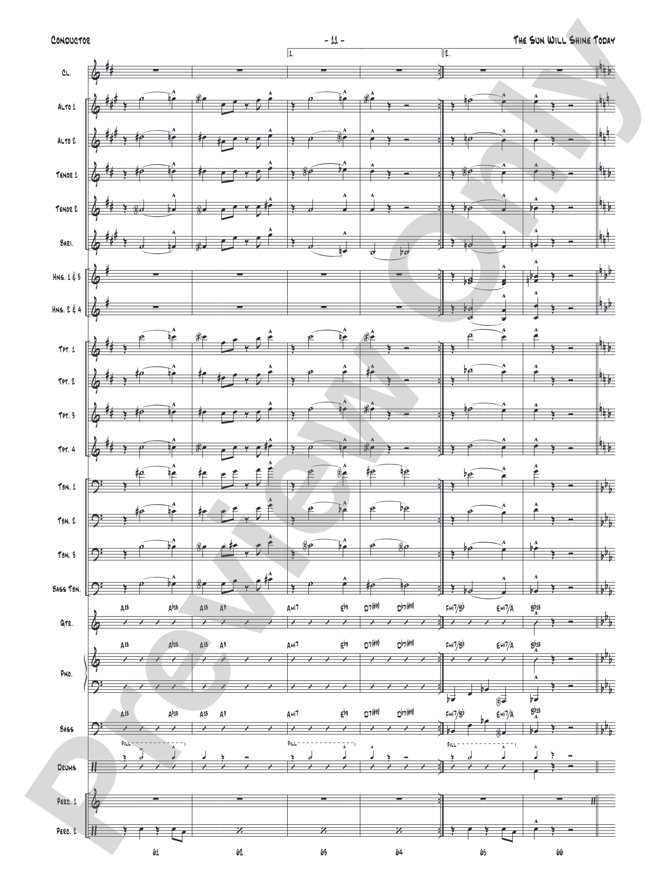 The Sun Will Shine Today: Jazz Ensemble Conductor Score & Parts