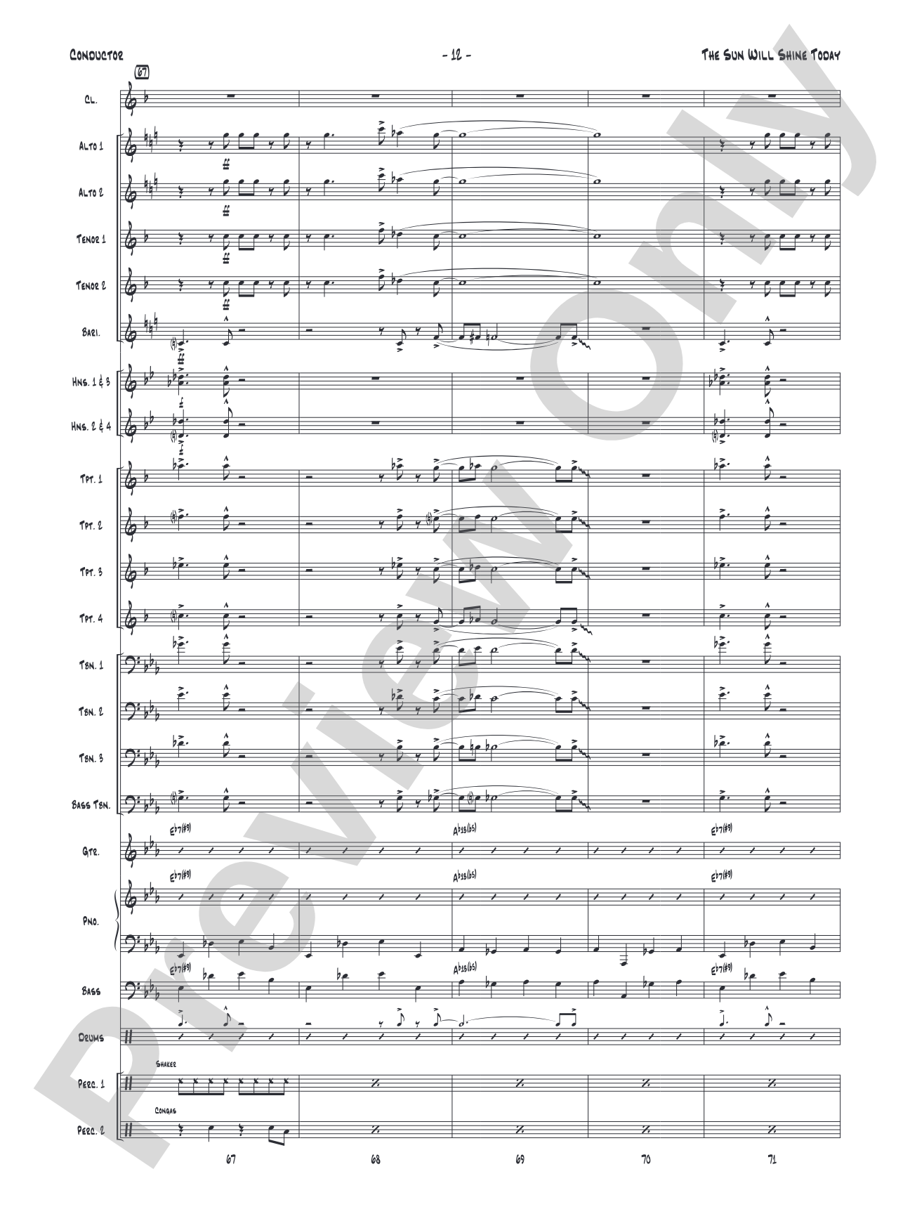 The Sun Will Shine Today: Jazz Ensemble Conductor Score & Parts