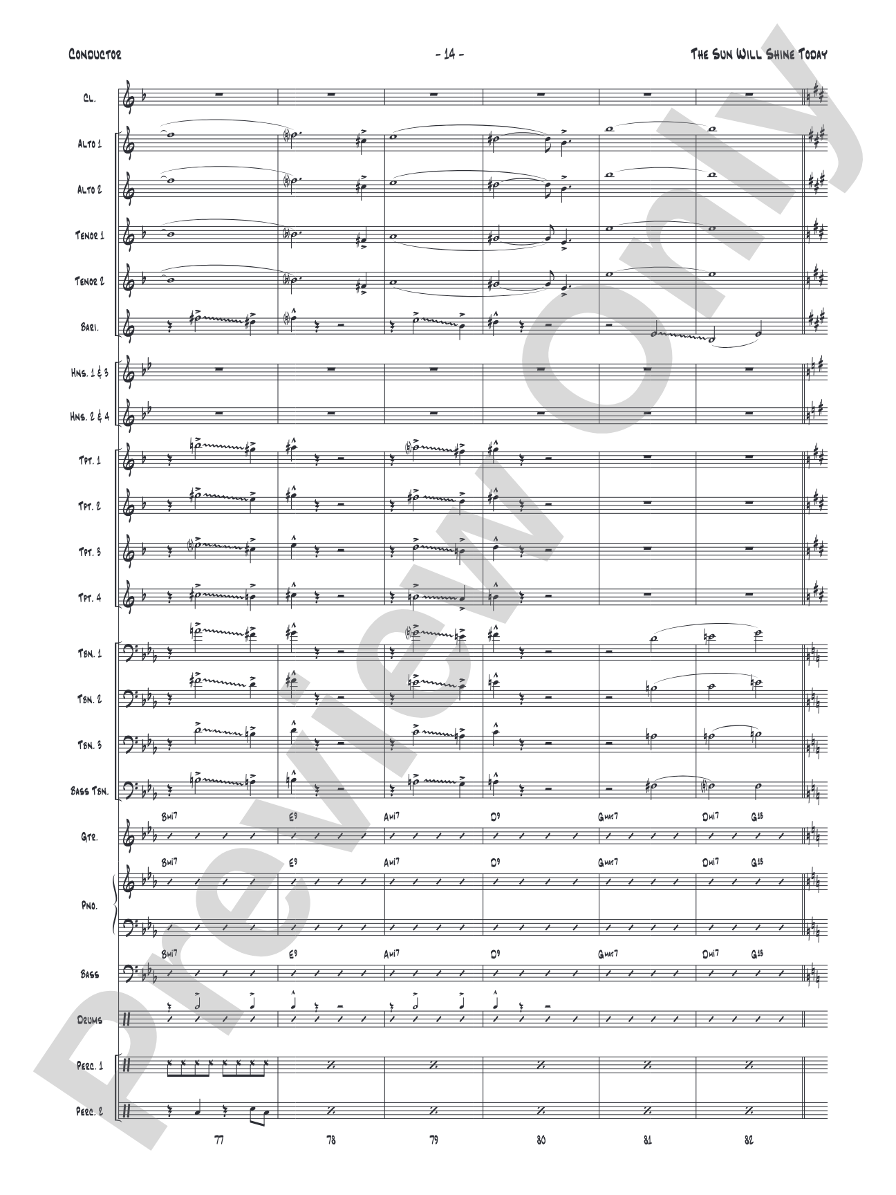 The Sun Will Shine Today: Jazz Ensemble Conductor Score & Parts