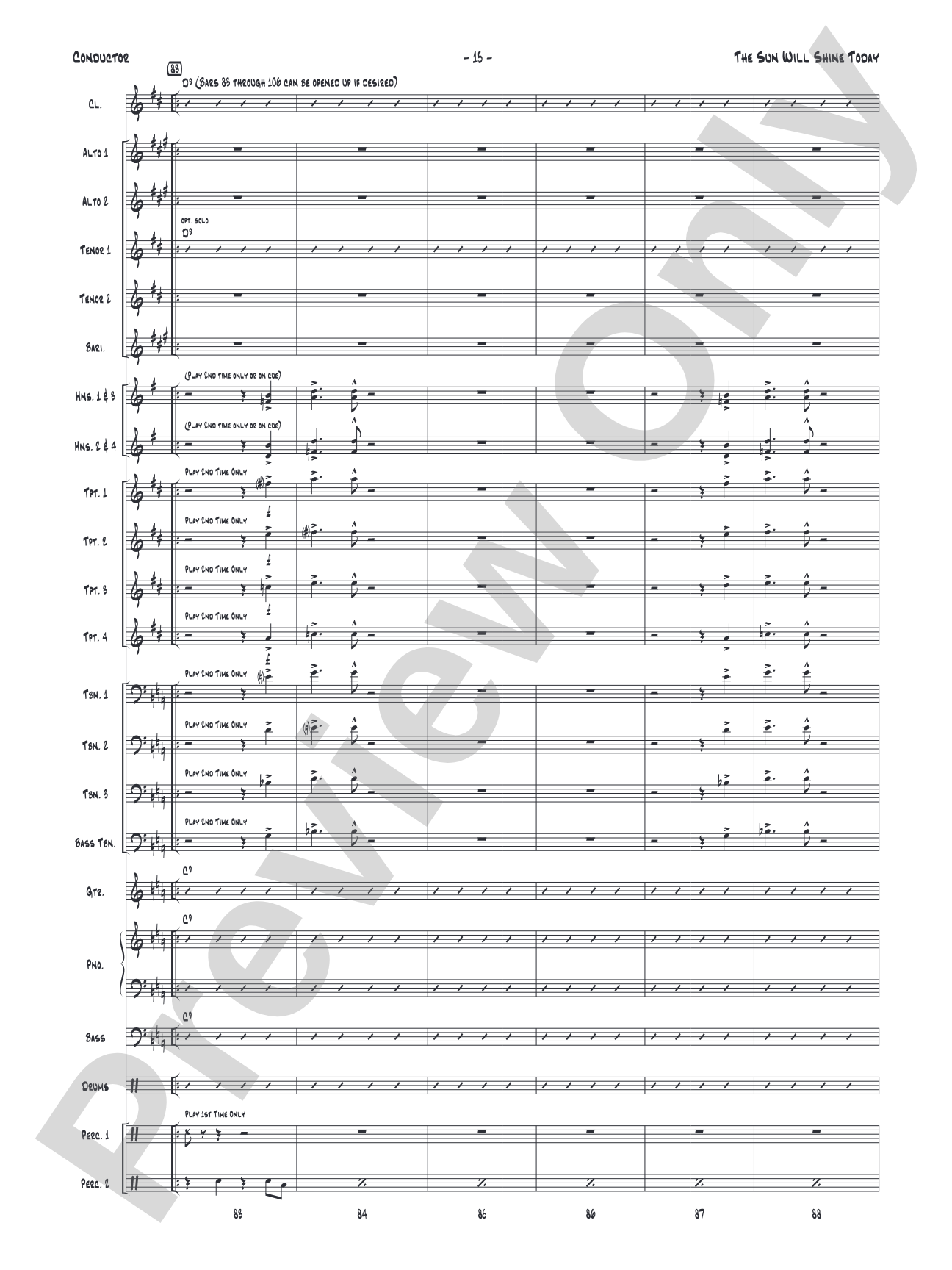 The Sun Will Shine Today: Jazz Ensemble Conductor Score & Parts