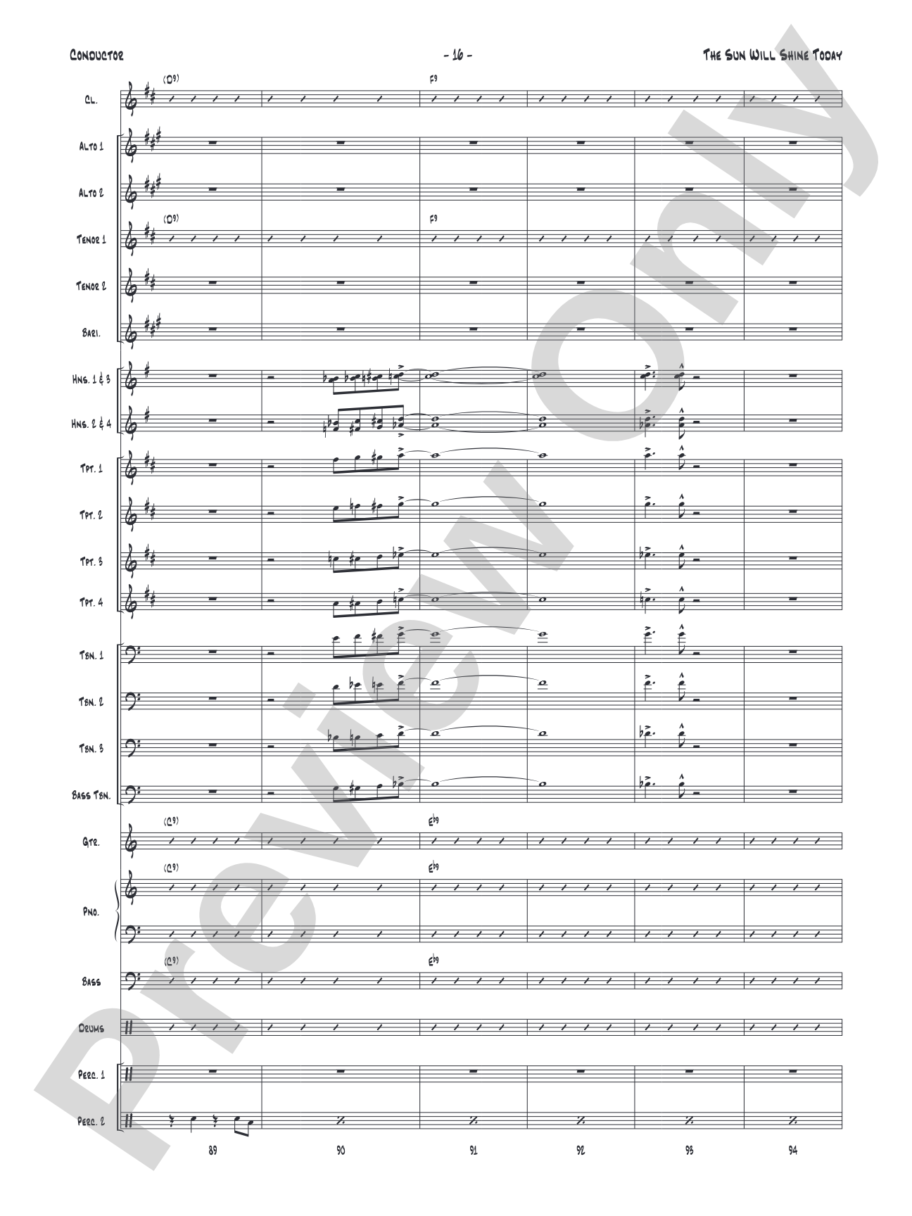 The Sun Will Shine Today: Jazz Ensemble Conductor Score & Parts