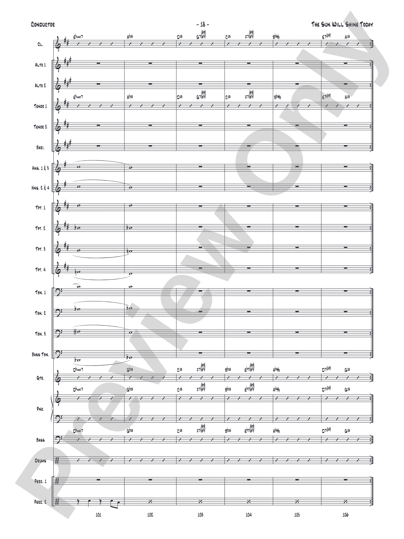 The Sun Will Shine Today: Jazz Ensemble Conductor Score & Parts
