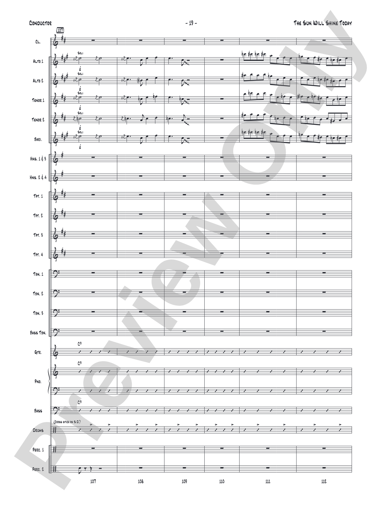 The Sun Will Shine Today: Jazz Ensemble Conductor Score & Parts