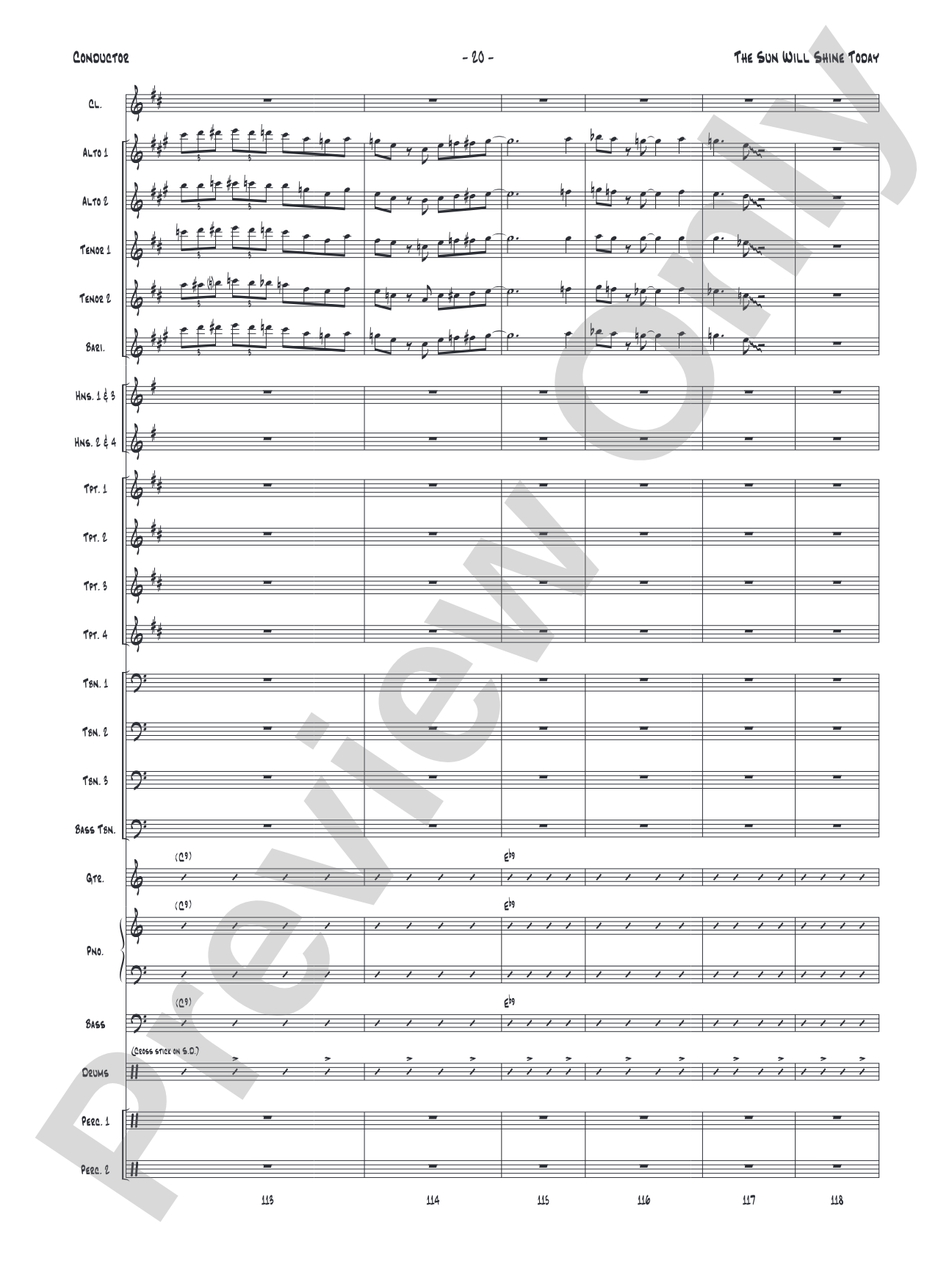 The Sun Will Shine Today: Jazz Ensemble Conductor Score & Parts
