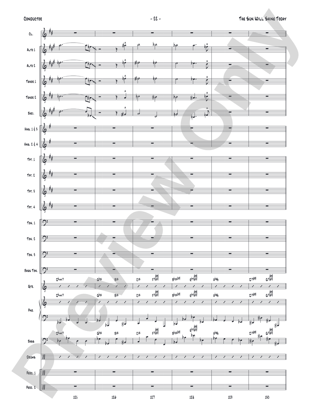 The Sun Will Shine Today: Jazz Ensemble Conductor Score & Parts