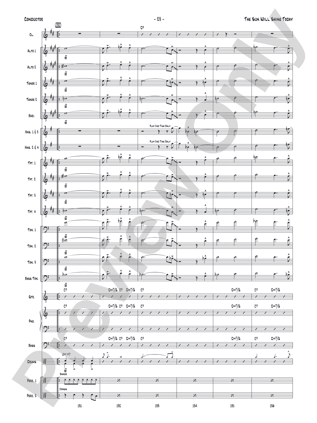The Sun Will Shine Today: Jazz Ensemble Conductor Score & Parts