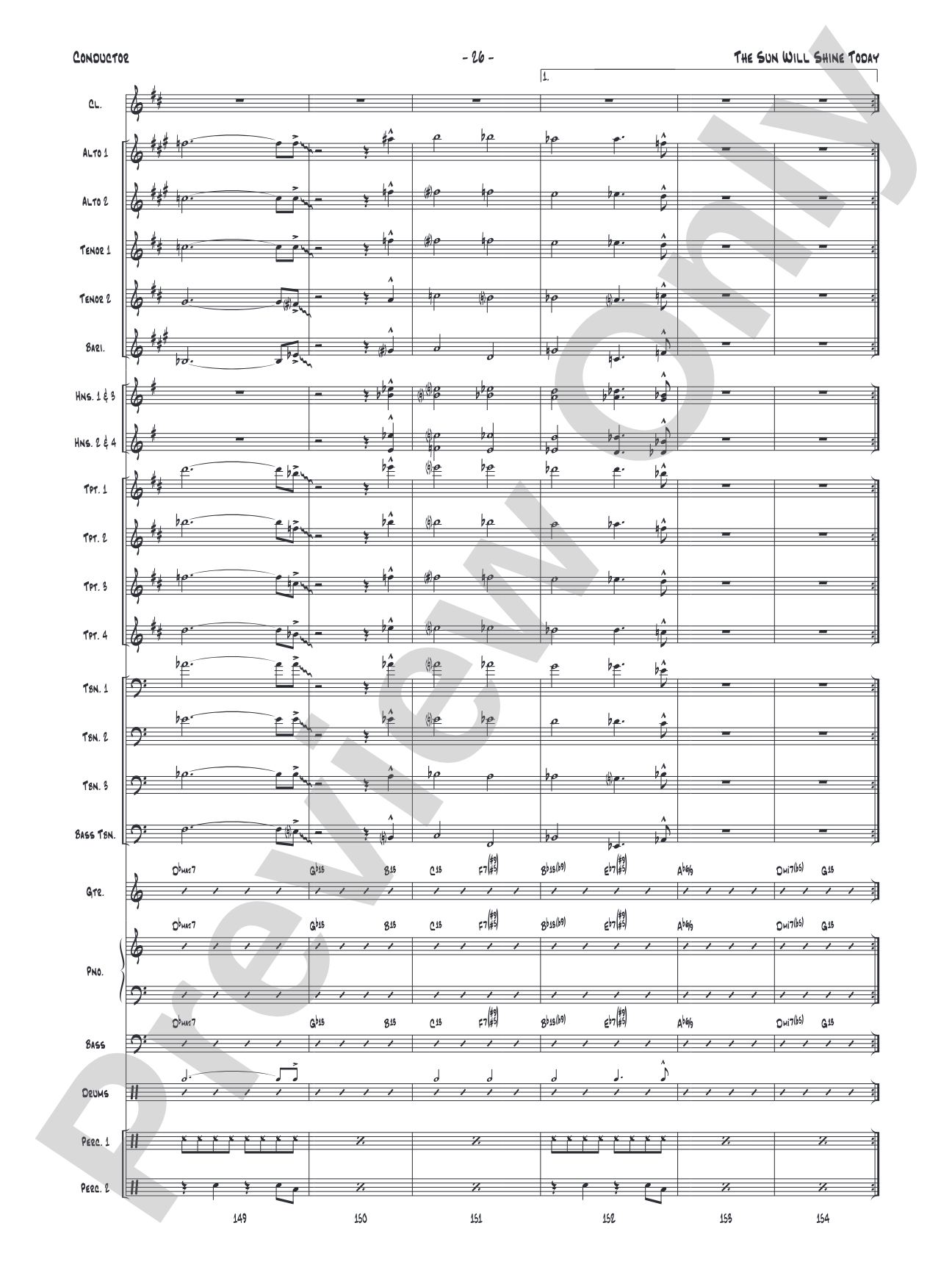 The Sun Will Shine Today: Jazz Ensemble Conductor Score & Parts