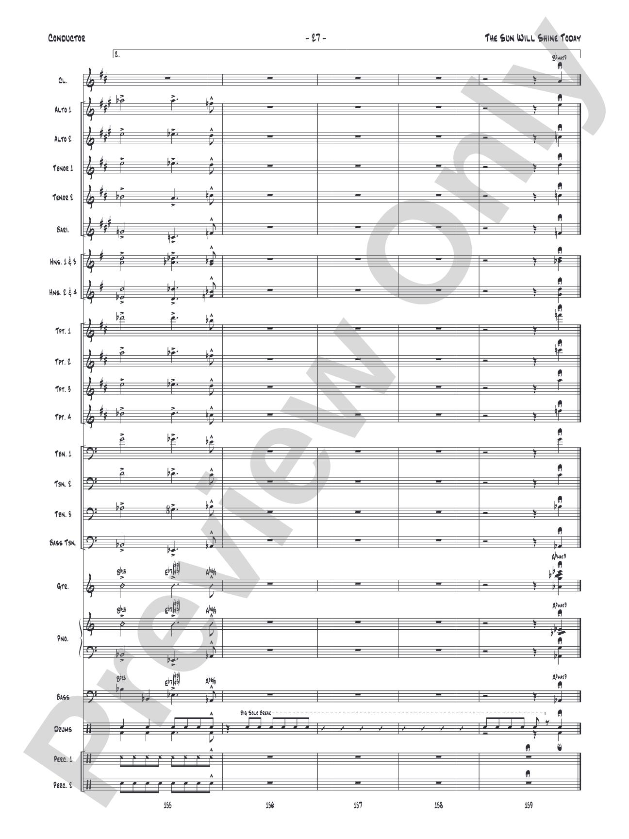 The Sun Will Shine Today: Jazz Ensemble Conductor Score & Parts