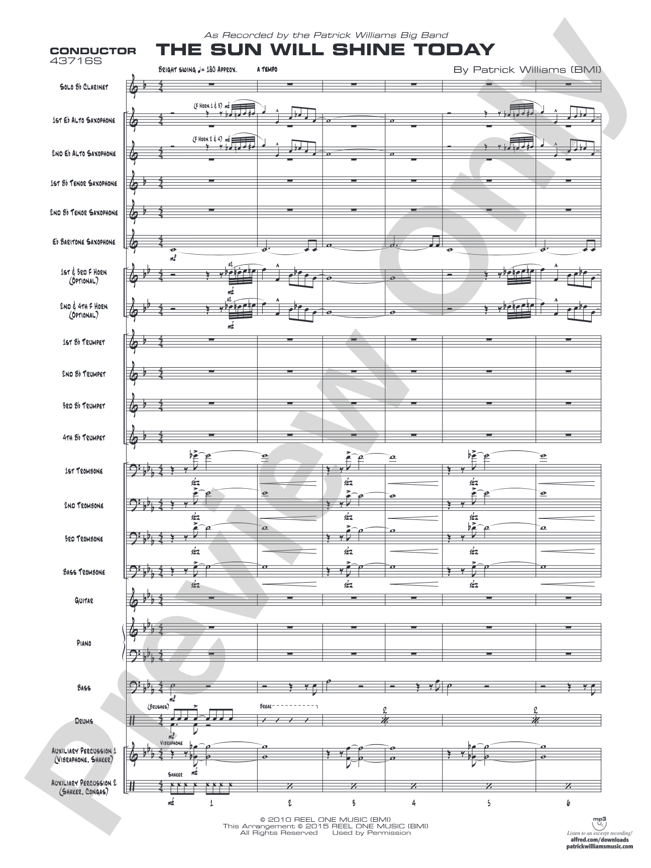 The Sun Will Shine Today: Jazz Ensemble Conductor Score & Parts