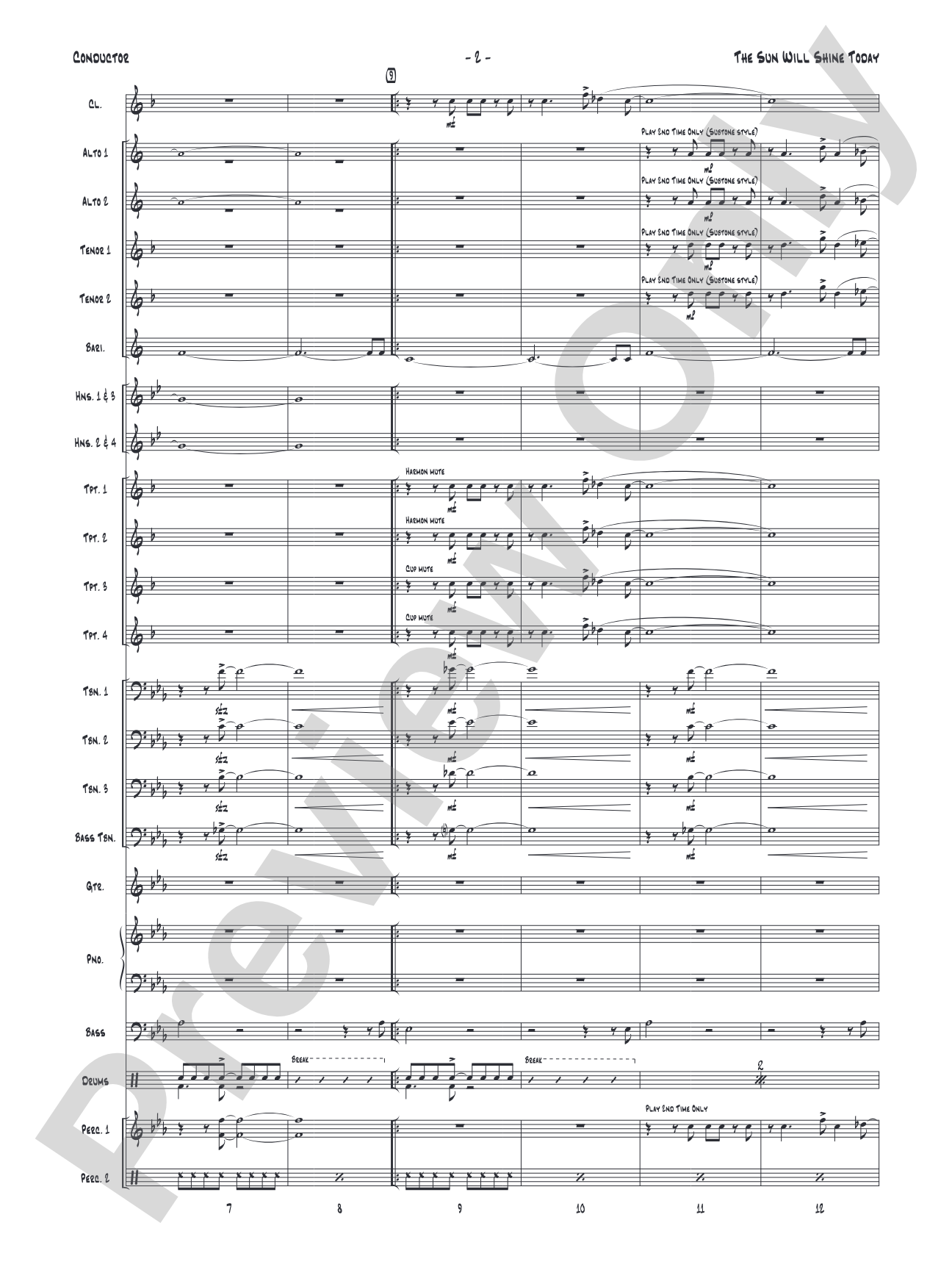 The Sun Will Shine Today: Jazz Ensemble Conductor Score & Parts