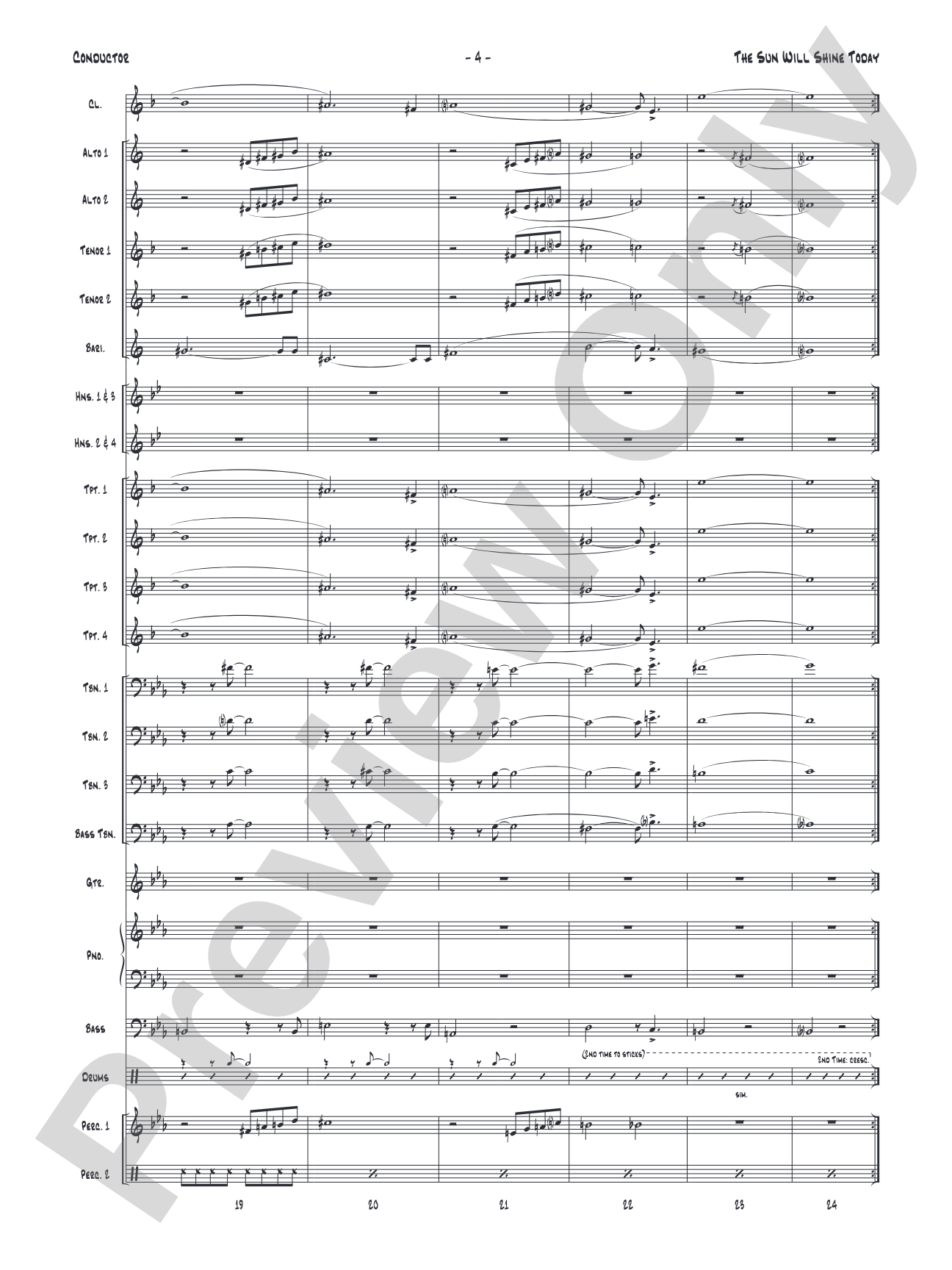 The Sun Will Shine Today: Jazz Ensemble Conductor Score & Parts