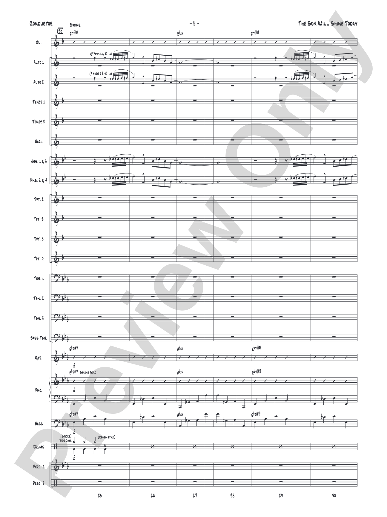 The Sun Will Shine Today: Jazz Ensemble Conductor Score & Parts