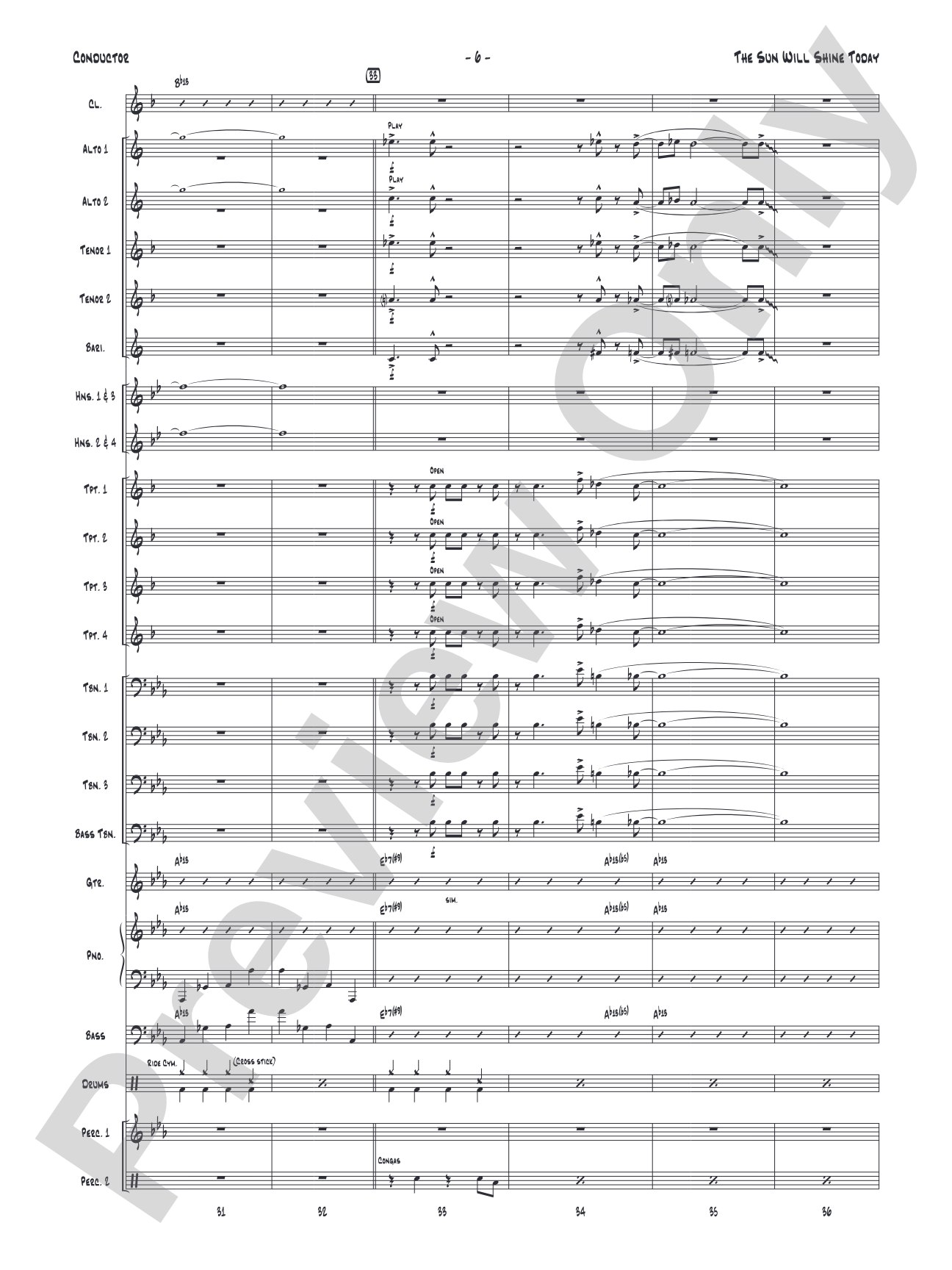 The Sun Will Shine Today: Jazz Ensemble Conductor Score & Parts