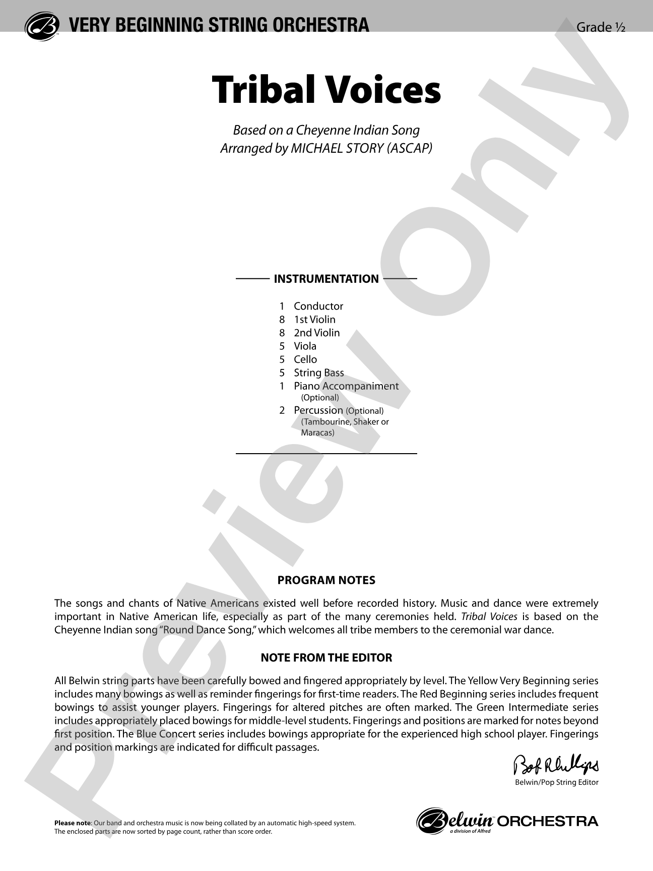 Tribal Voices: String Orchestra Conductor Score & Parts