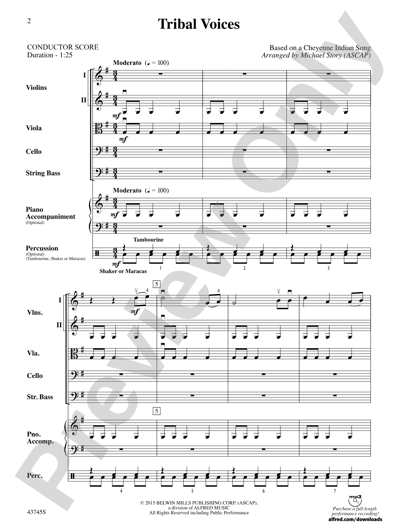 Tribal Voices: String Orchestra Conductor Score & Parts