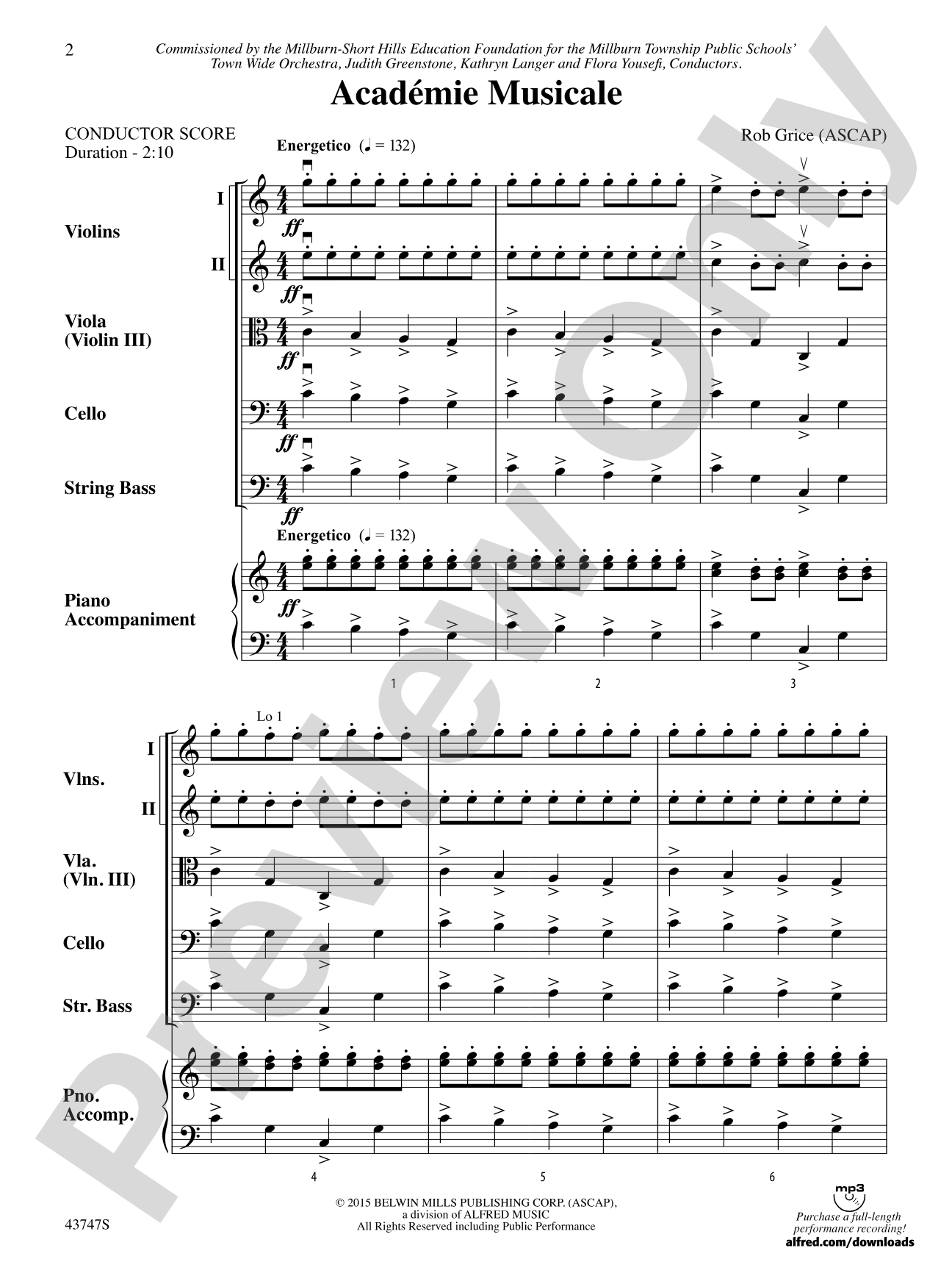 Academié Musicale: String Orchestra Conductor Score & Parts