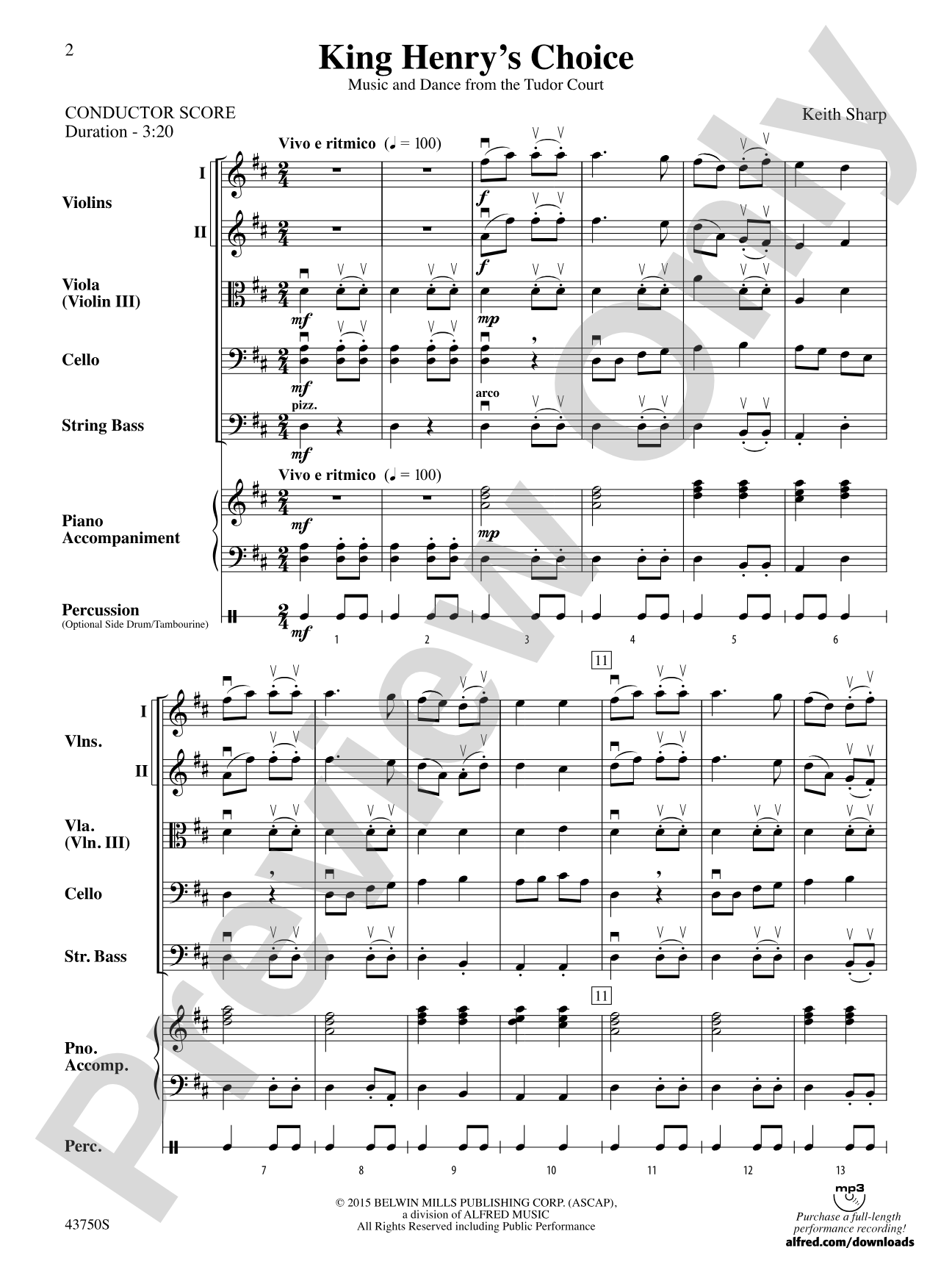 King Henry's Choice: String Orchestra Conductor Score & Parts