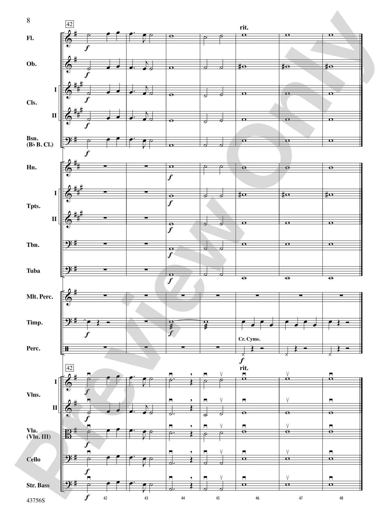 New World Symphony, Theme from the: Full Orchestra Conductor Score & Parts