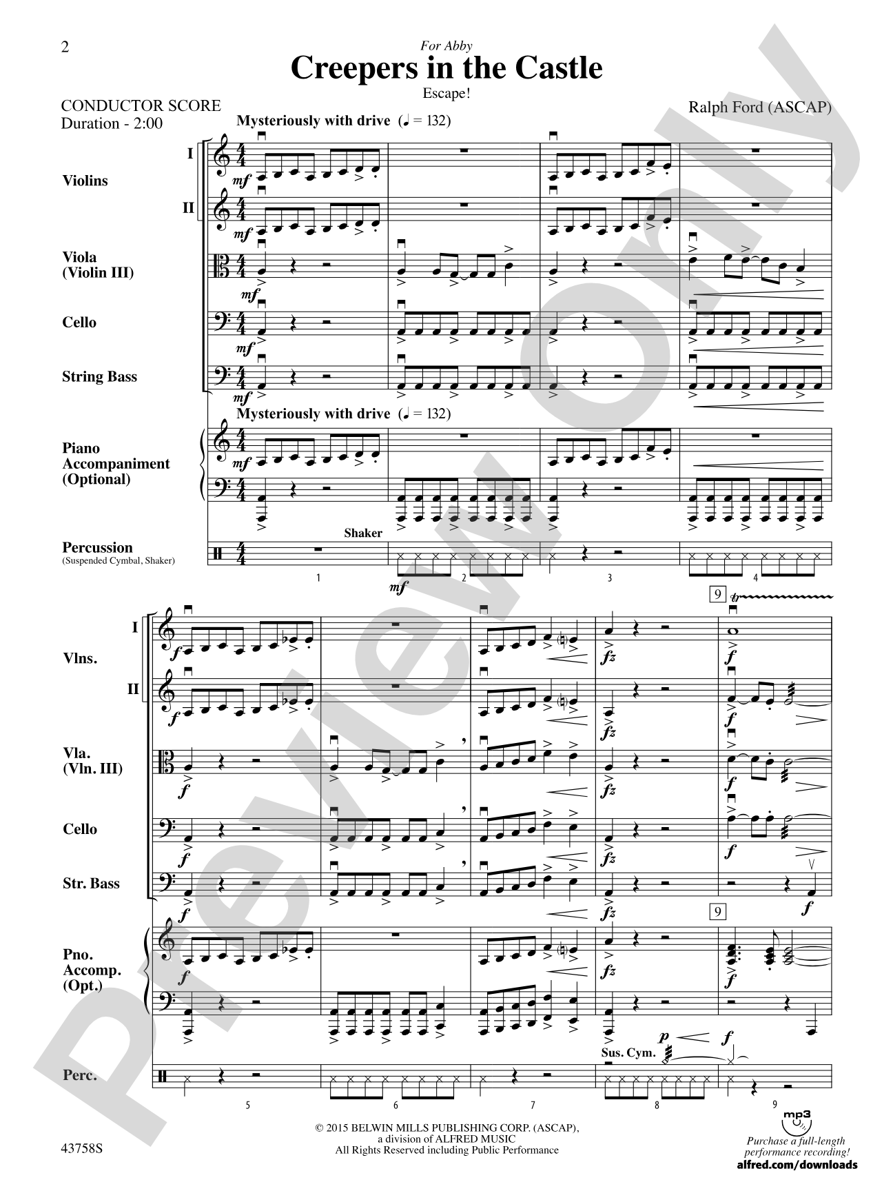 Creepers in the Castle: String Orchestra Conductor Score & Parts