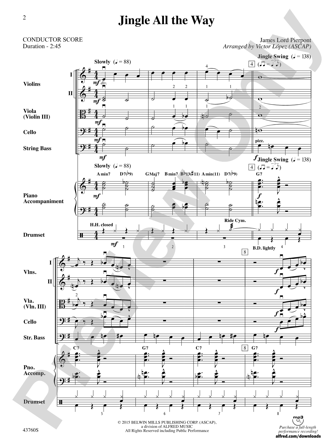 Jingle All the Way: String Orchestra Conductor Score & Parts