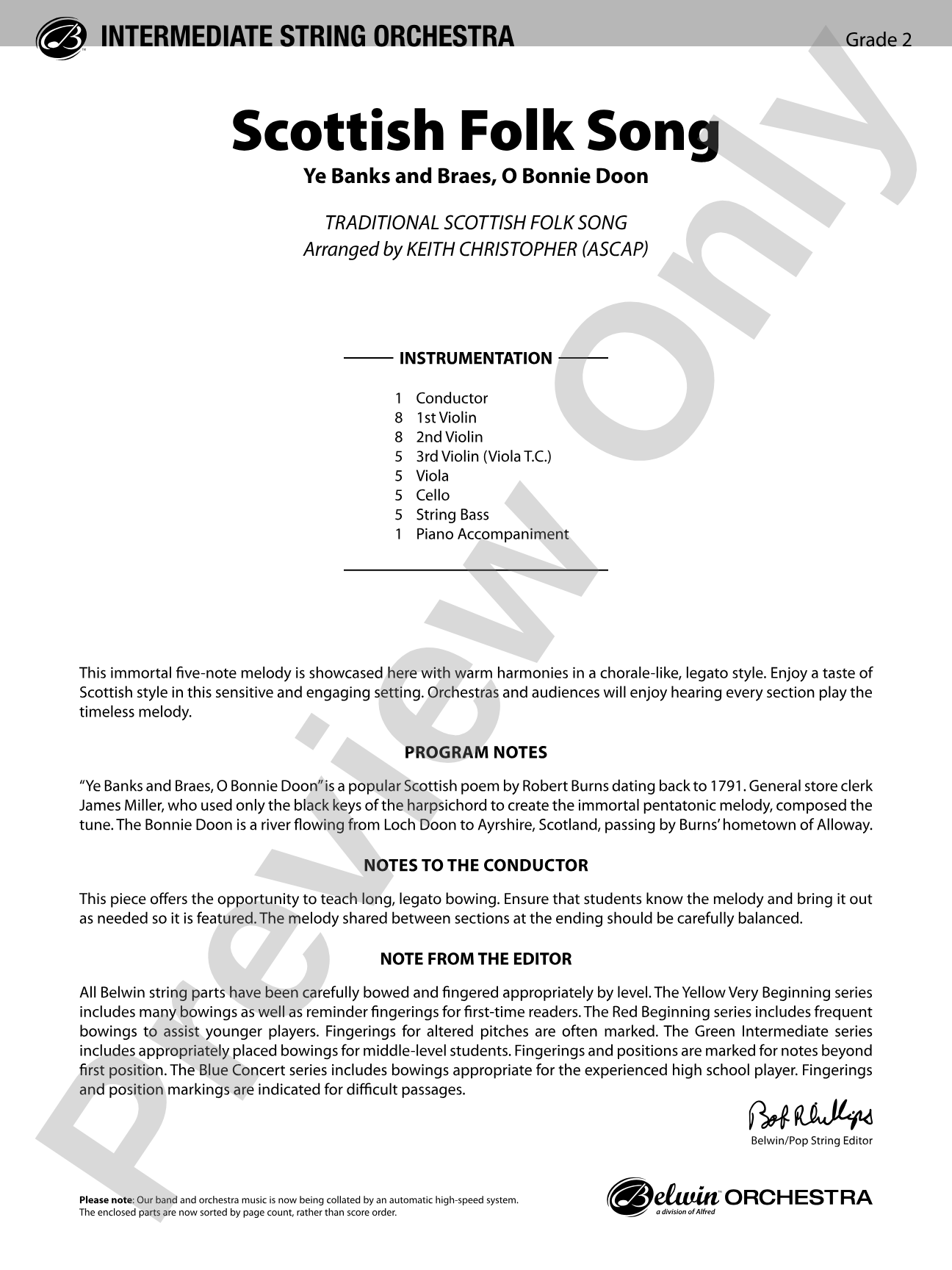 Scottish Folk Song: String Orchestra Conductor Score & Parts