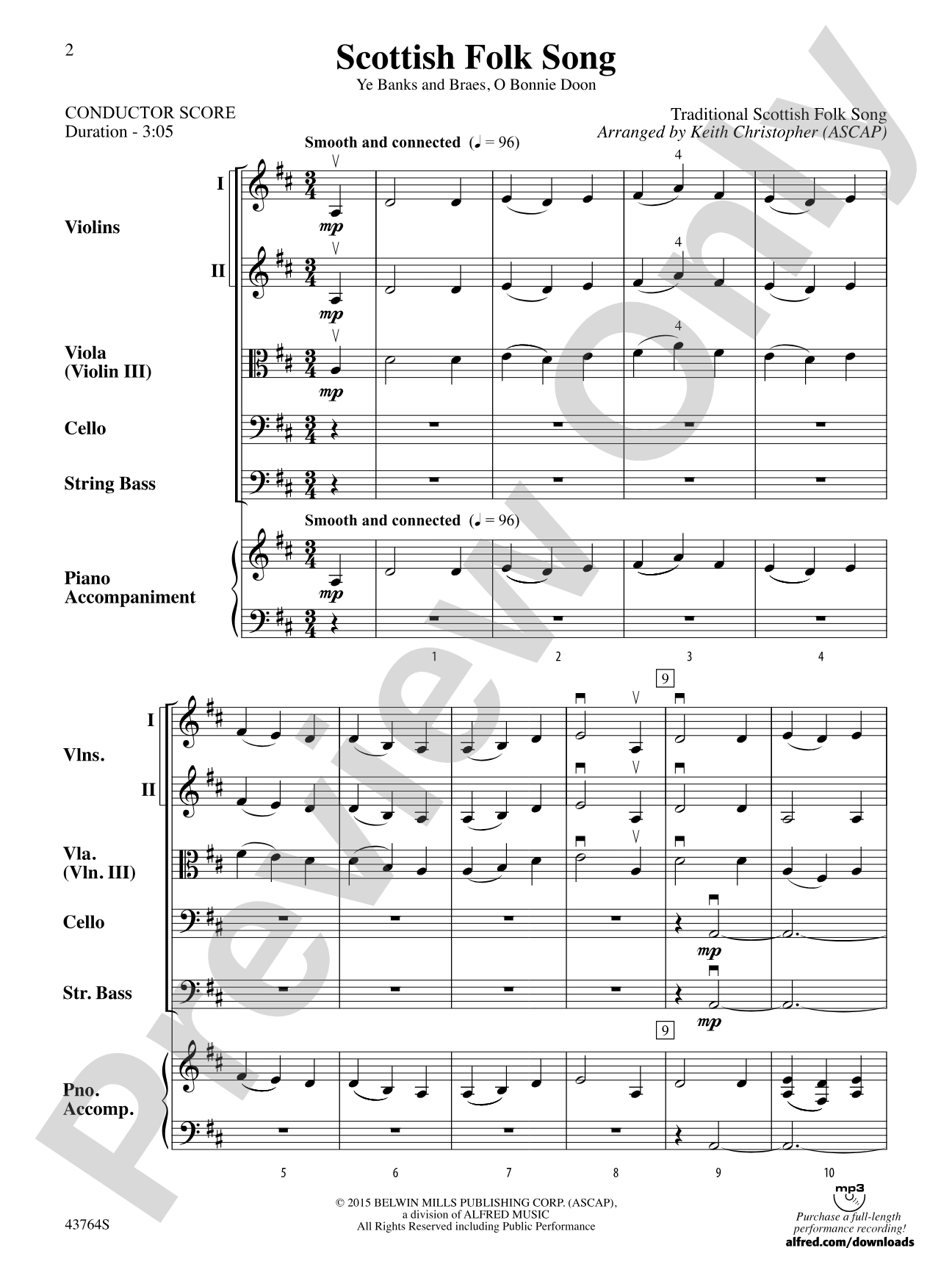Scottish Folk Song: String Orchestra Conductor Score & Parts