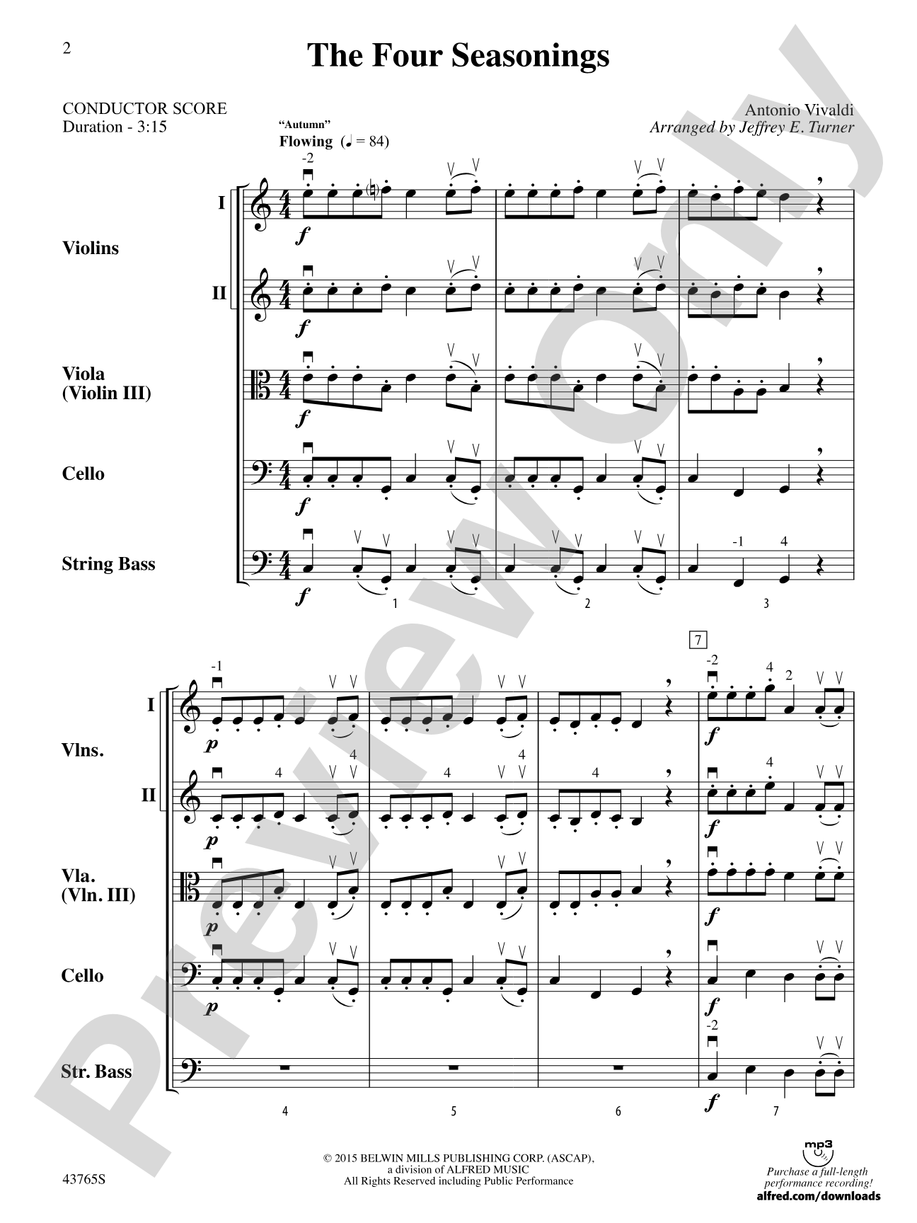 The Four Seasonings: String Orchestra Conductor Score & Parts