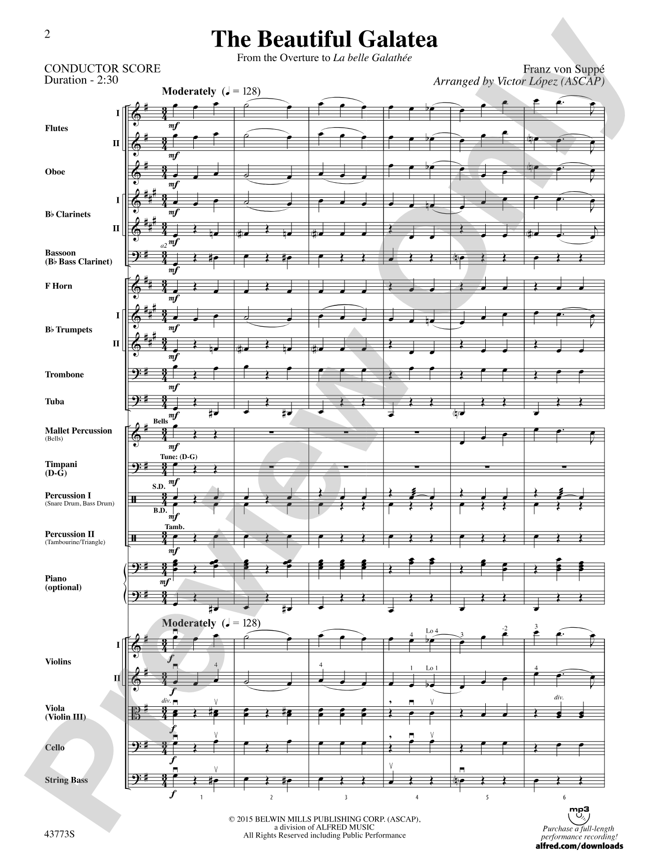 The Beautiful Galatea: Full Orchestra Conductor Score & Parts