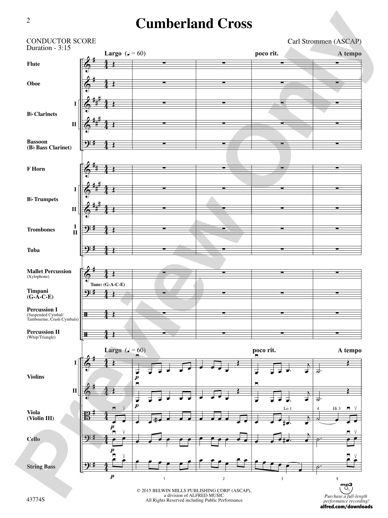 Cumberland Cross: Full Orchestra Conductor Score & Parts