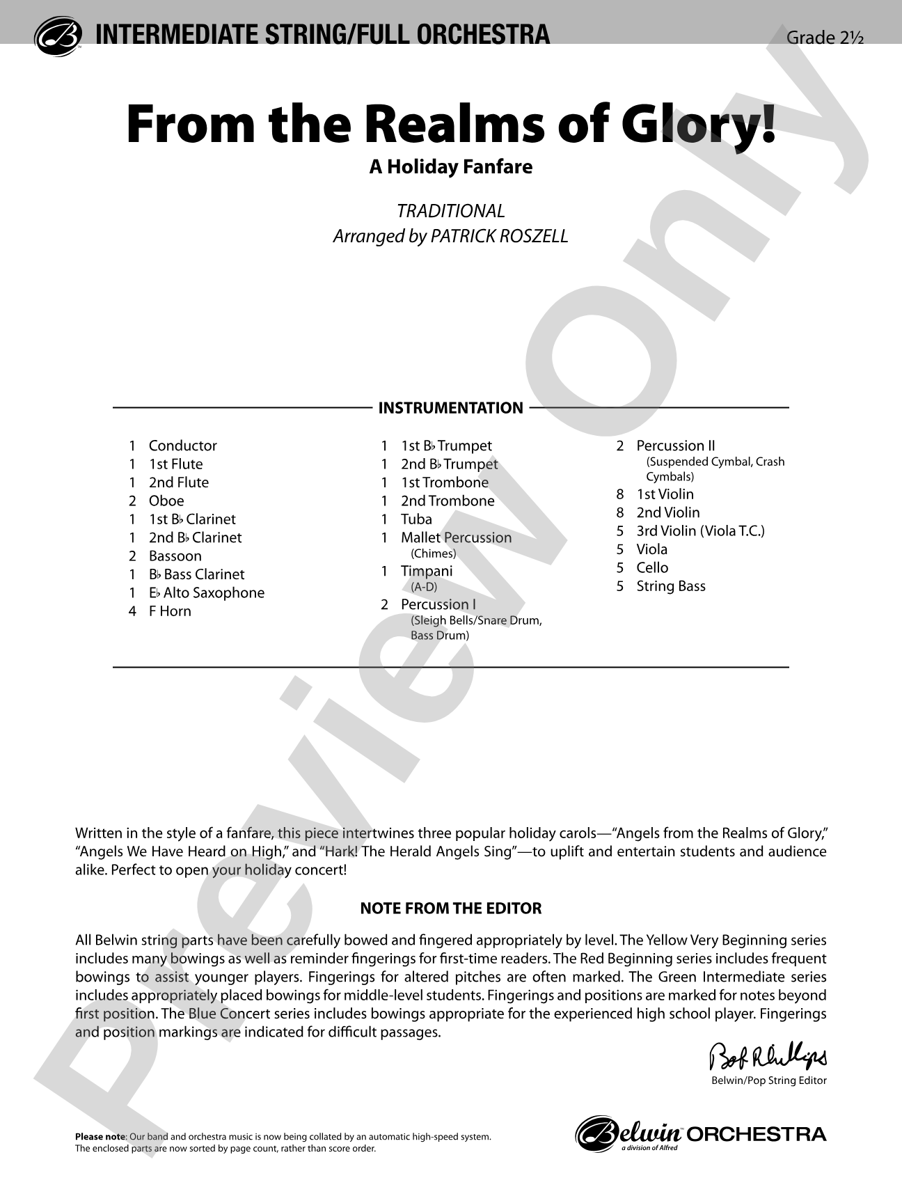 From the Realms of Glory!: Full Orchestra Conductor Score & Parts