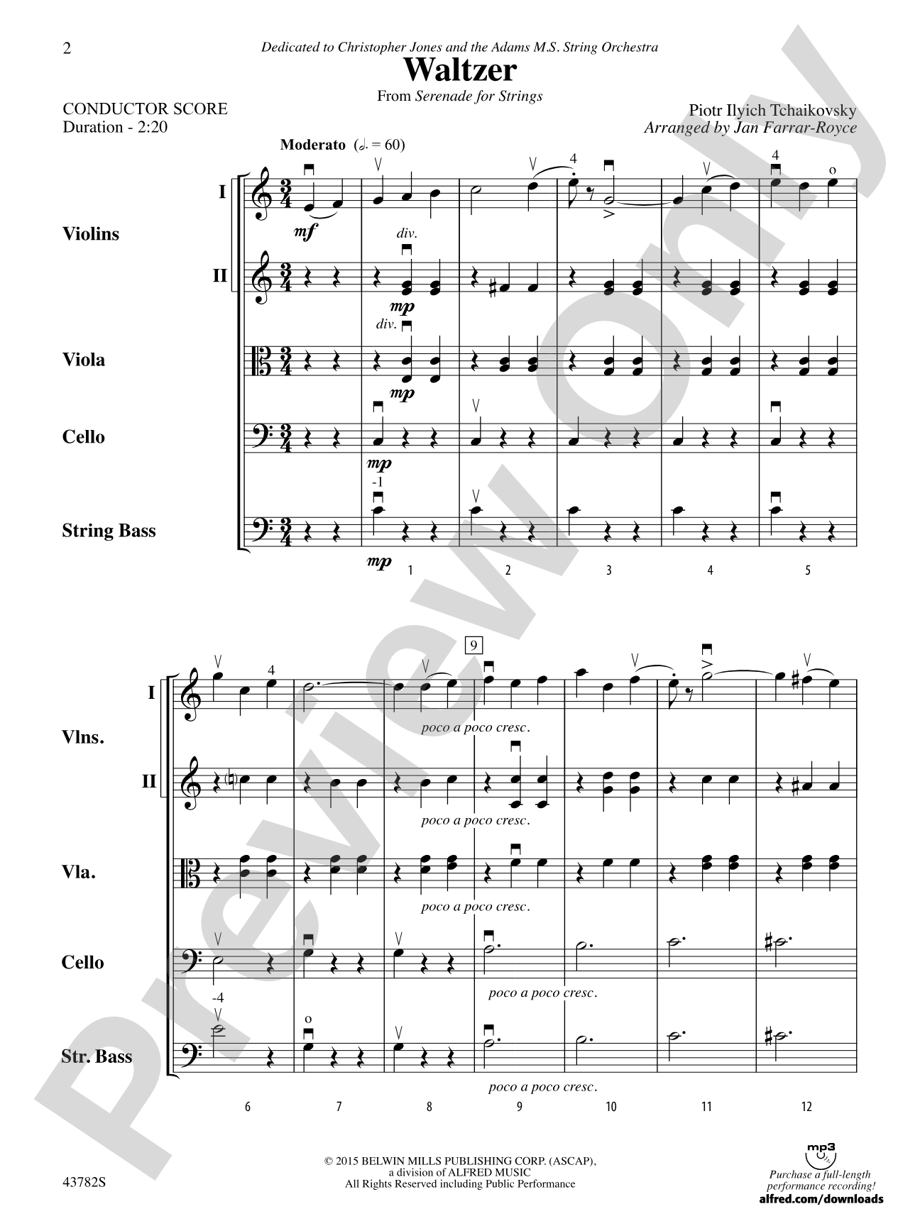 Waltzer: String Orchestra Conductor Score & Parts