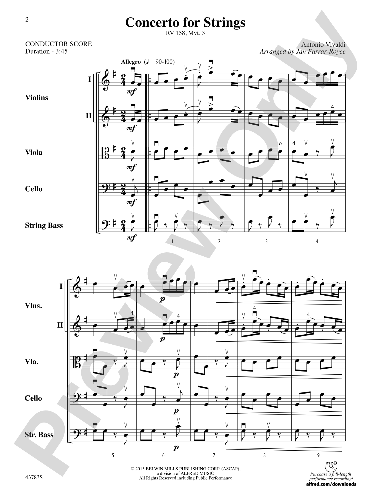 Concerto for Strings: String Orchestra Conductor Score & Parts