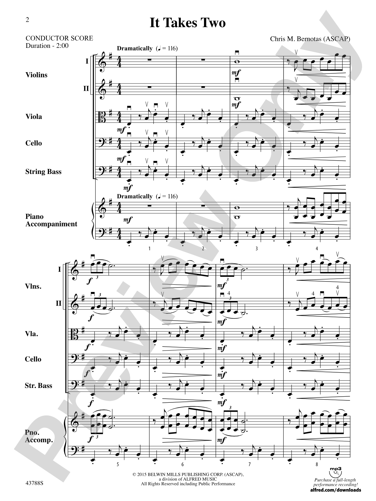 It Takes Two: String Orchestra Conductor Score & Parts