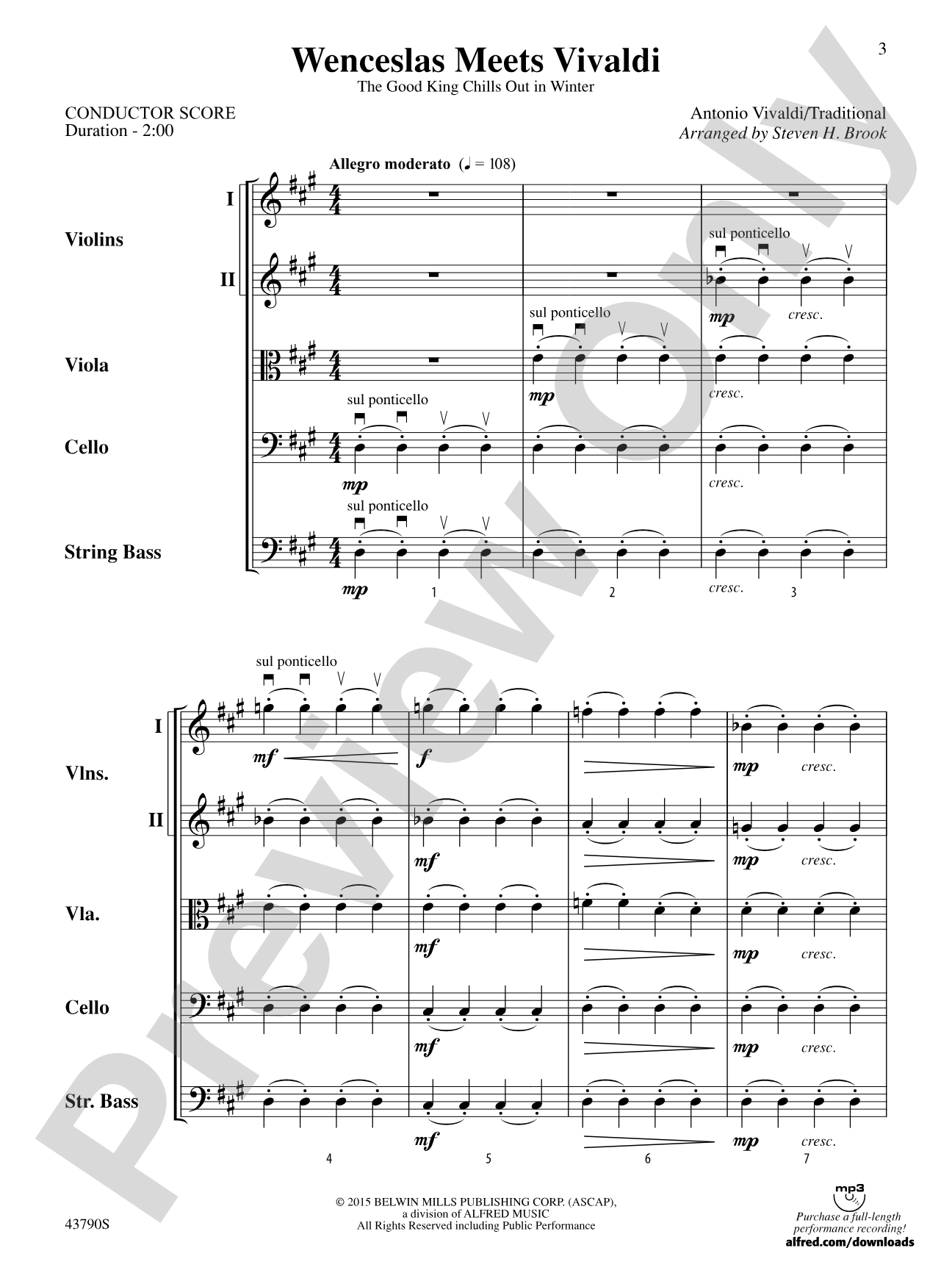 Wenceslas Meets Vivaldi: String Orchestra Conductor Score & Parts