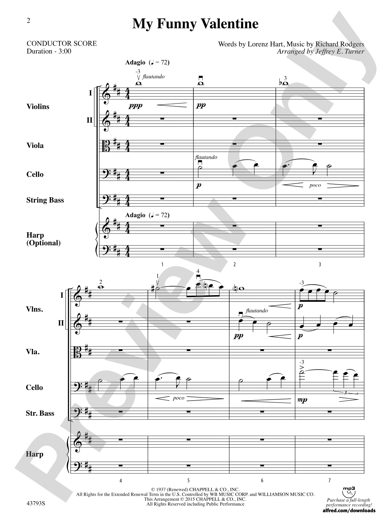 My Funny Valentine: String Orchestra Conductor Score & Parts