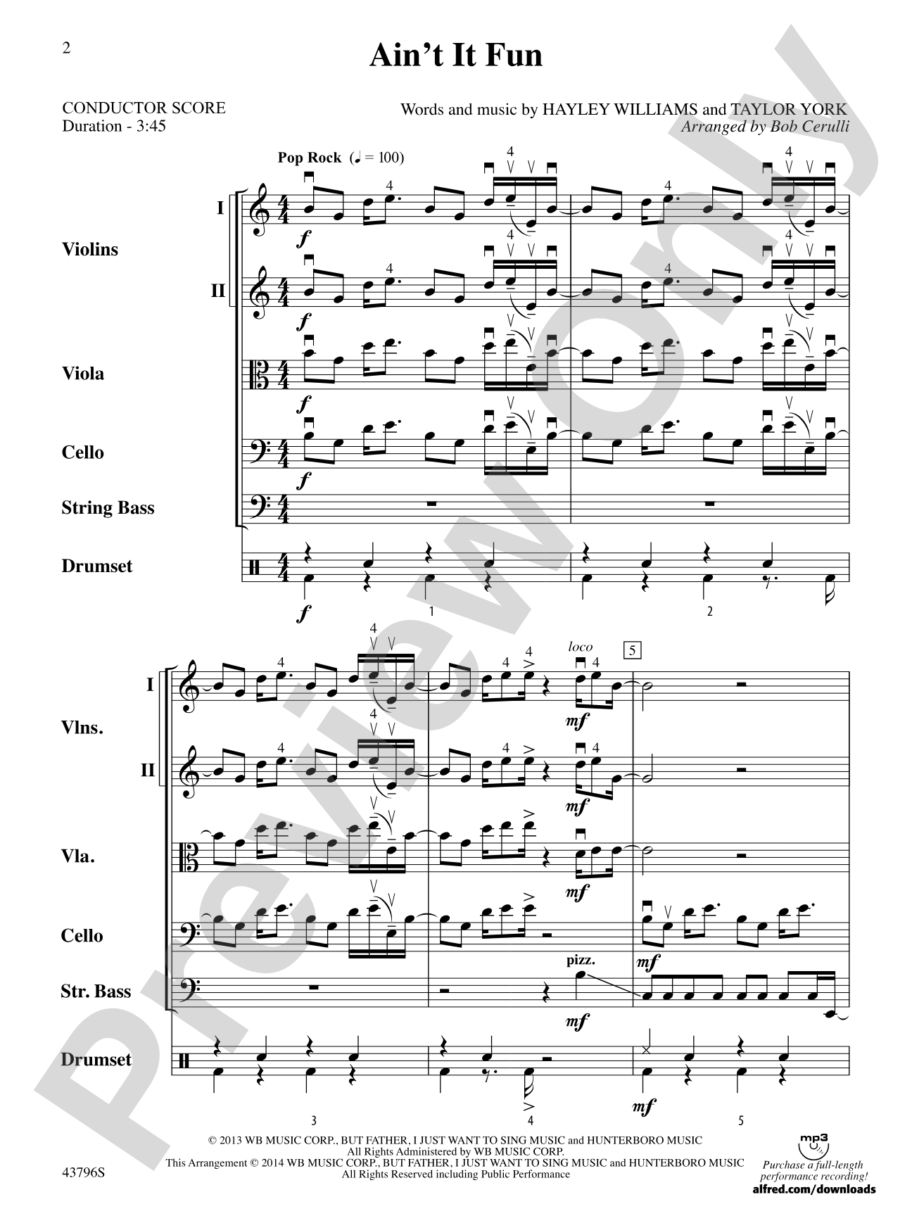 Ain't It Fun: String Orchestra Conductor Score & Parts