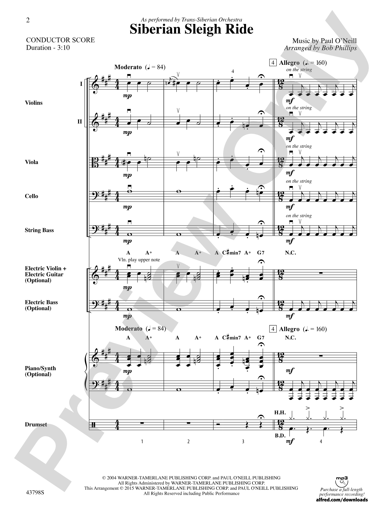 Siberian Sleigh Ride: String Orchestra Conductor Score & Parts