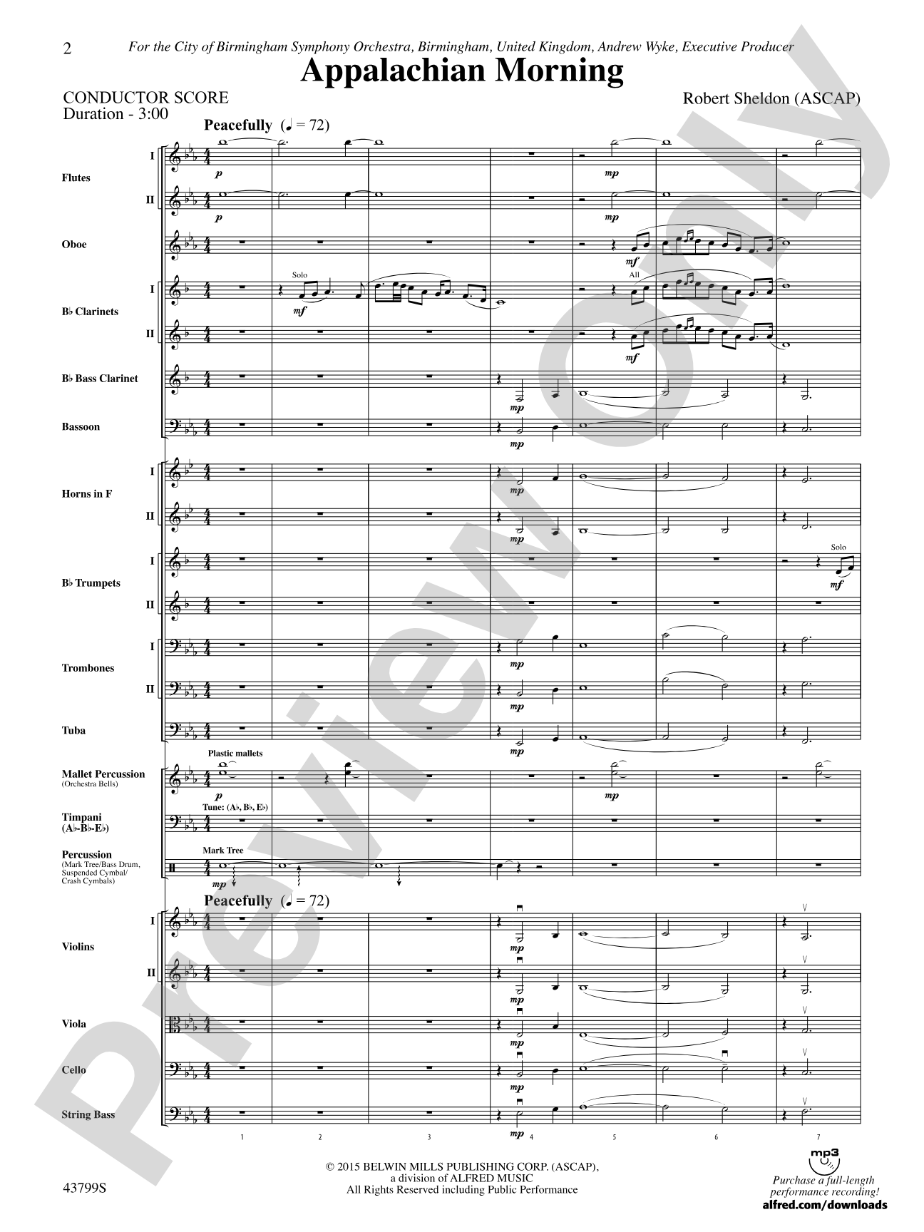 Appalachian Morning: Full Orchestra Conductor Score & Parts