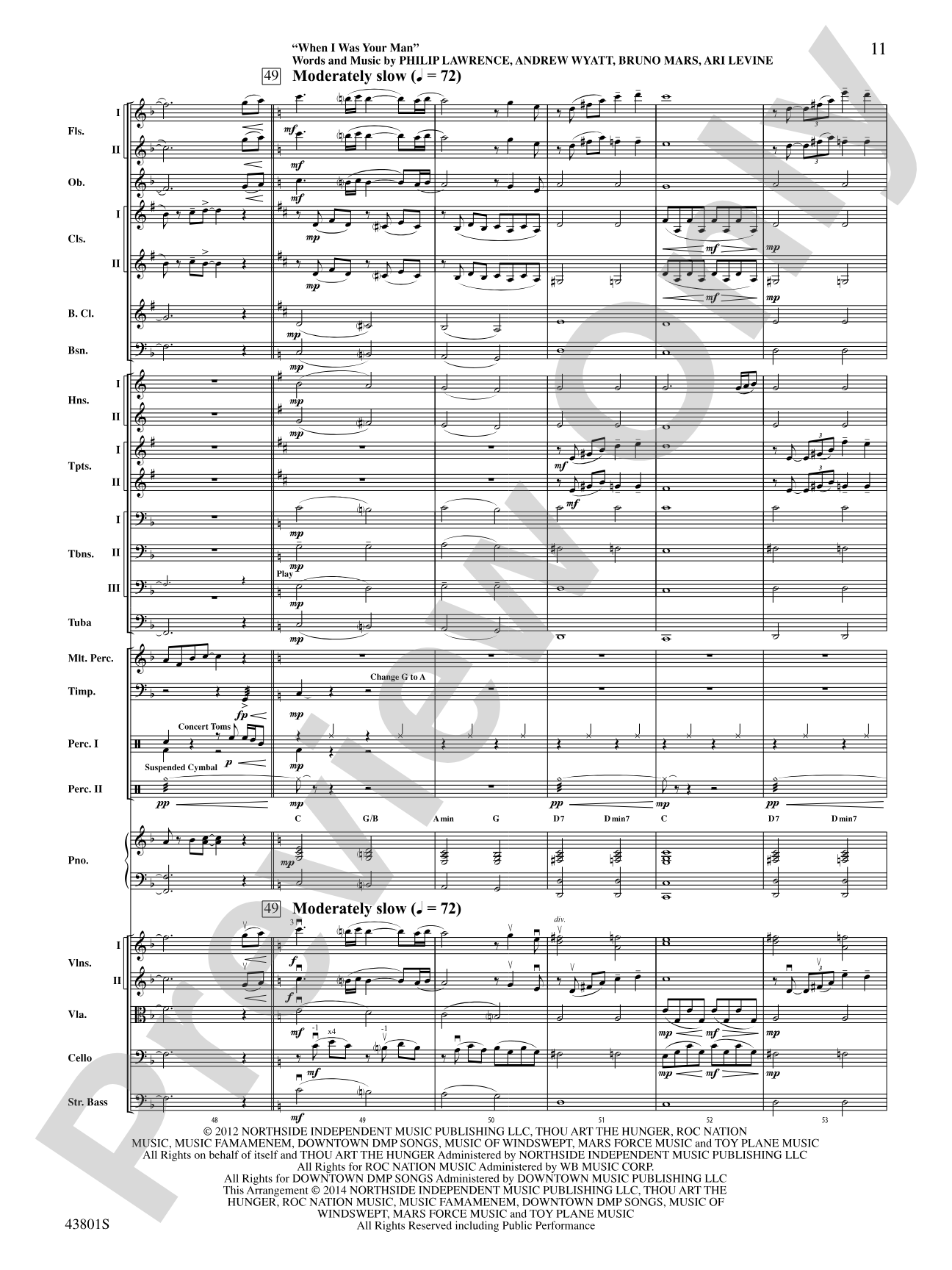 Bruno Mars' Greatest Hits: Full Orchestra Conductor Score & Parts